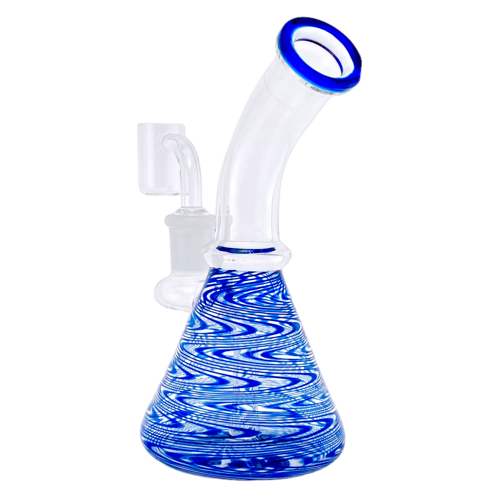 Small Beaker Base Dab Rig With Blue Wrap And Rake