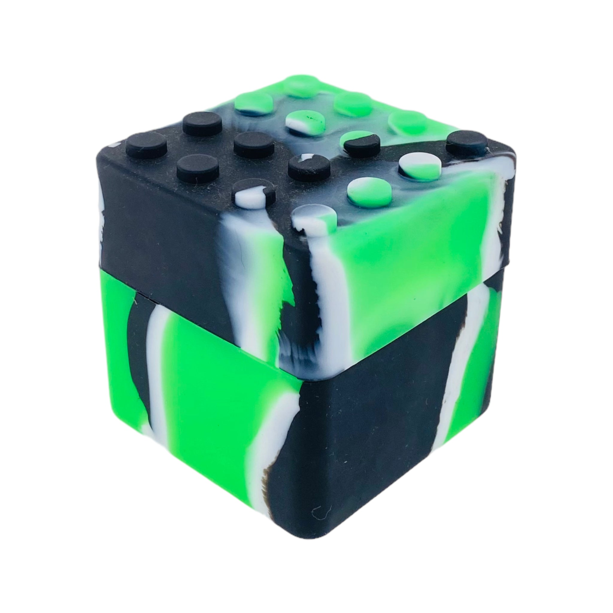 Large Square Silicone Container Green, White & Black