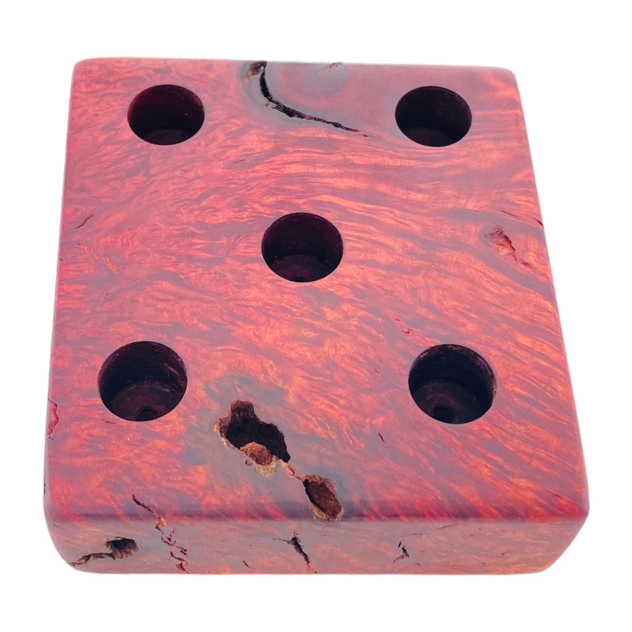 5 Hole Wood Display Stand Holder For 14mm Bong Bowl Pieces Or Quartz Bangers - Manzanita Heart Wood