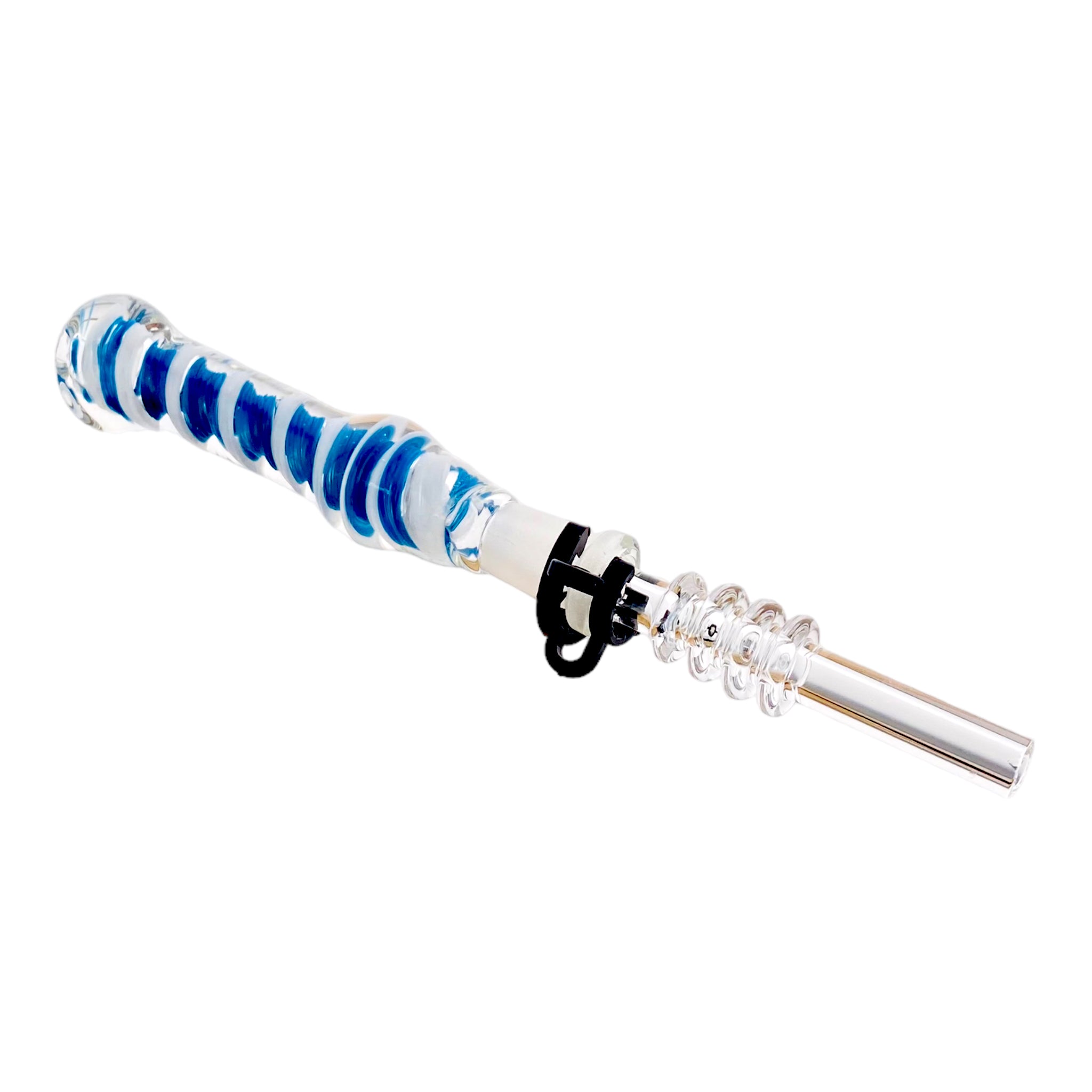 10mm Nectar Collector - Blue And White Inside Out With 10mm Quartz Tip