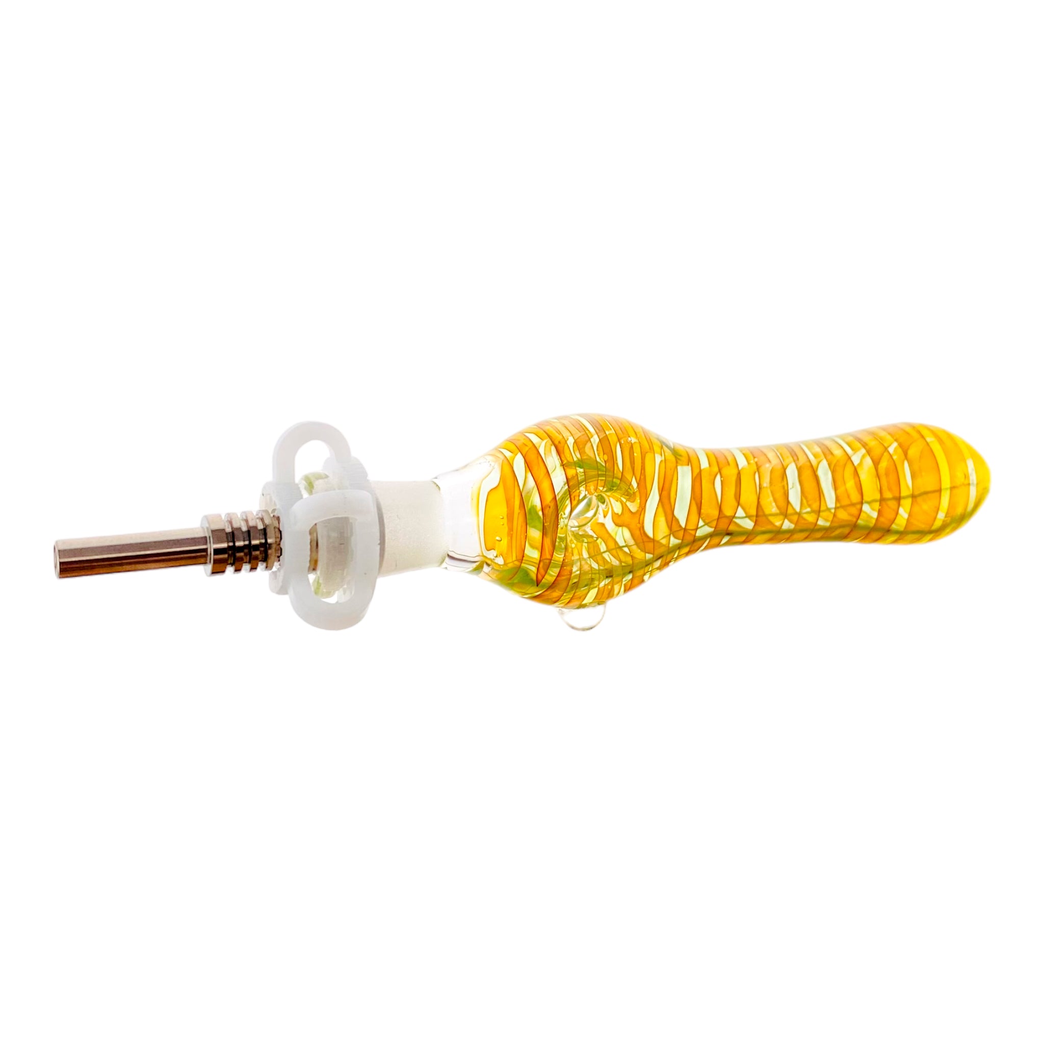 10mm Nectar Collector - Mini Glass Gold Fumed Donut With Titanium Tip