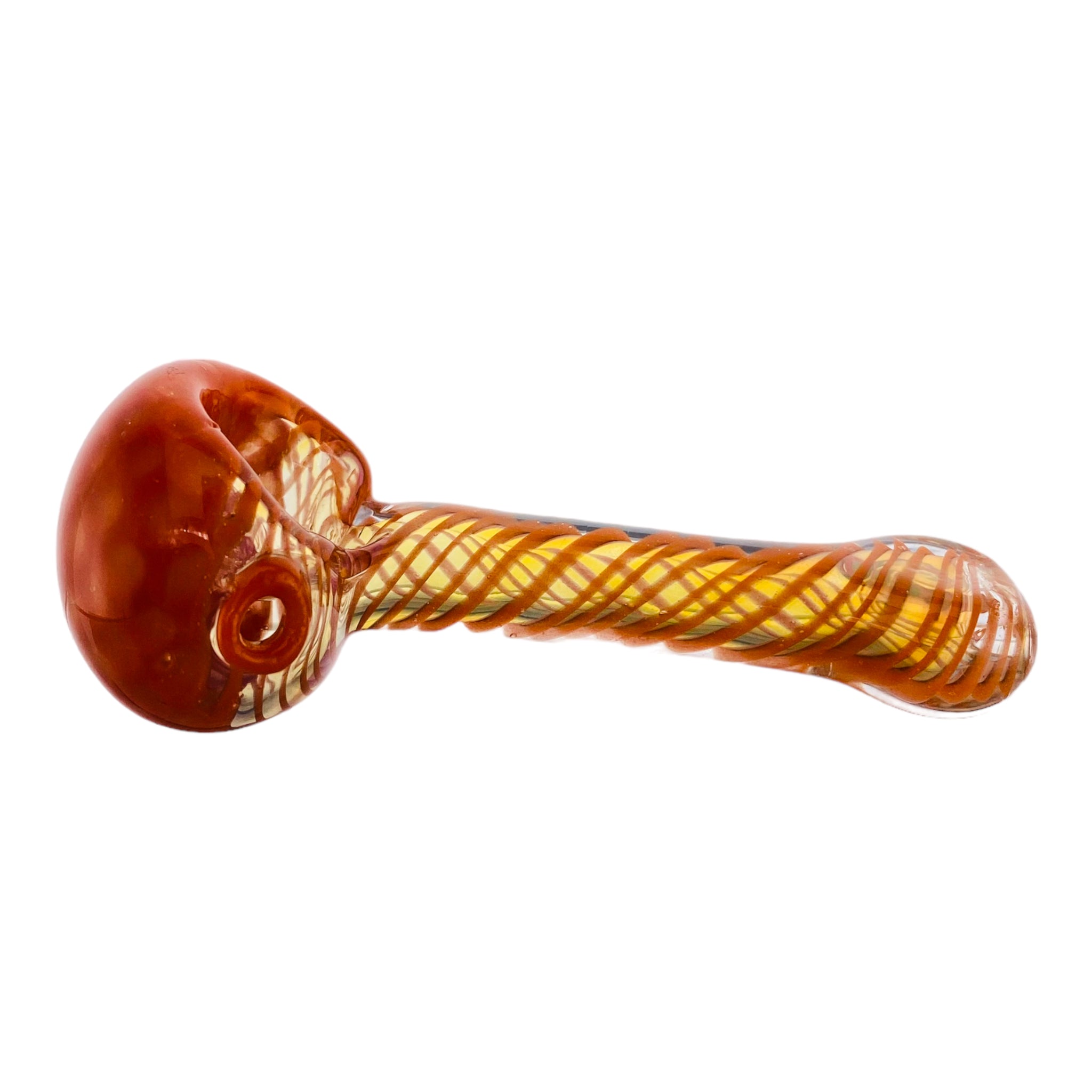 Color Changing Glass Spoon Pipe With Orange Twist And Honeycomb End