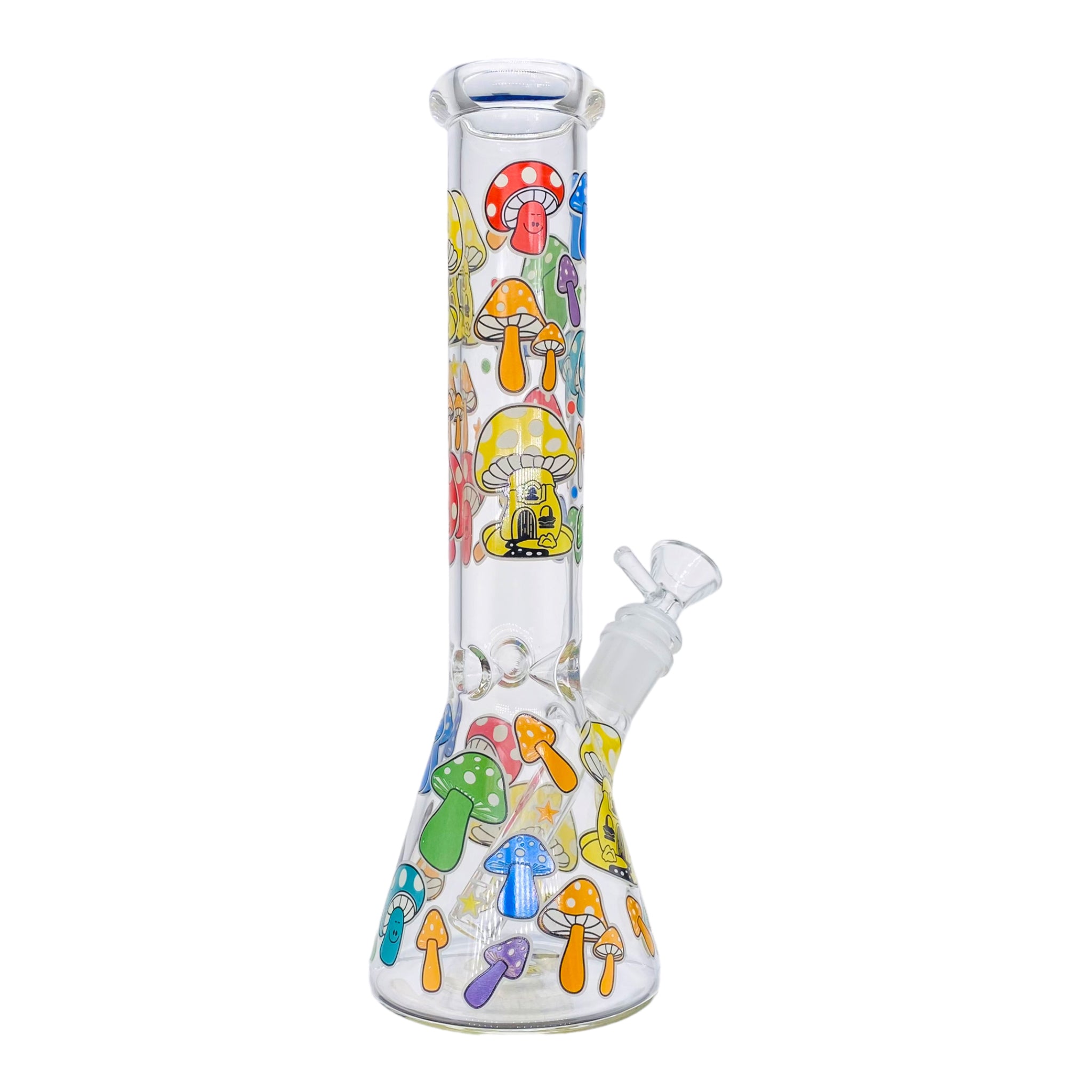 10 Inch Glass Beaker Glass Bong With Decorative Colorful Mushrooms