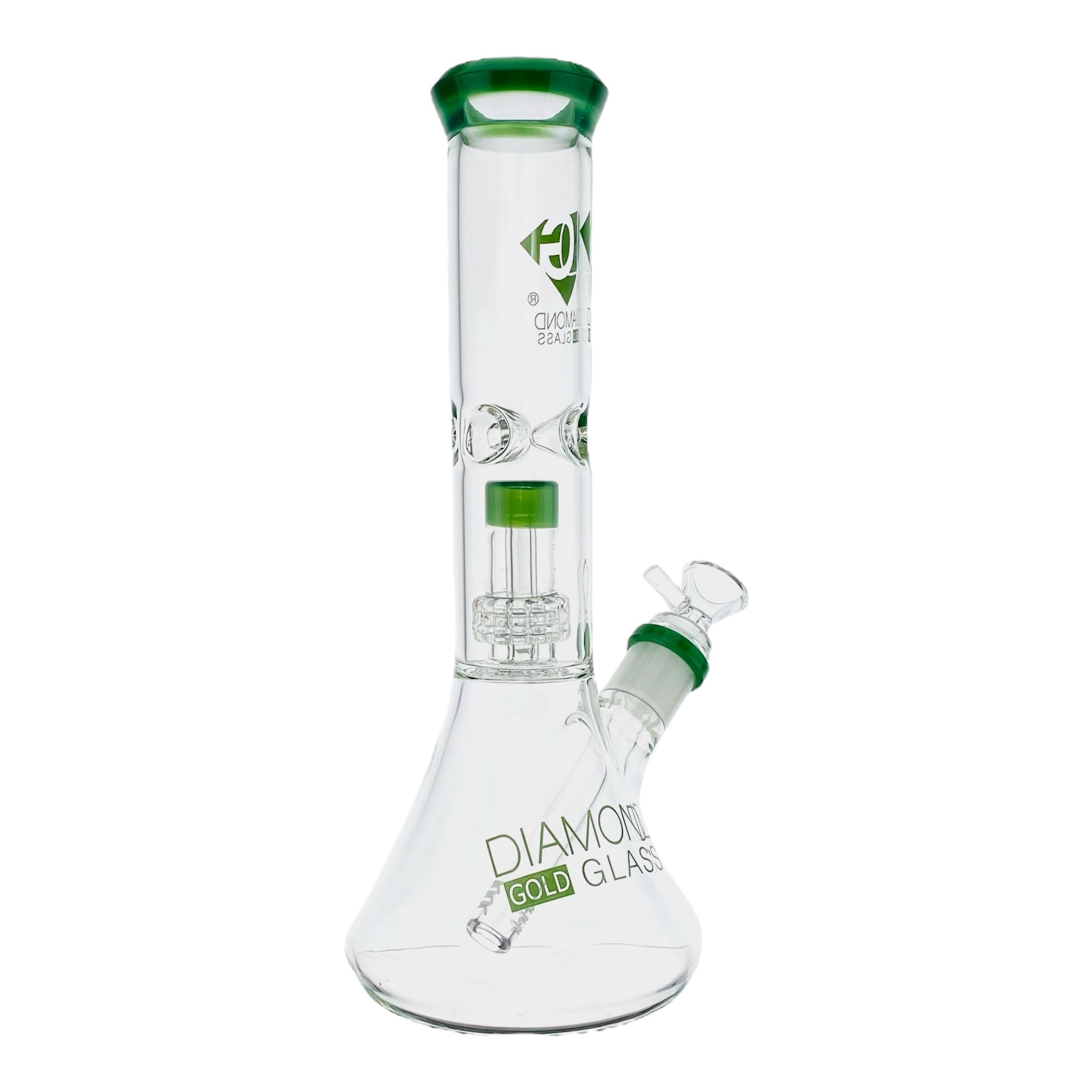 Diamond Glass Bong - Jade Green 11 Inch Beaker Bong With Multi Slit Disc Perc
