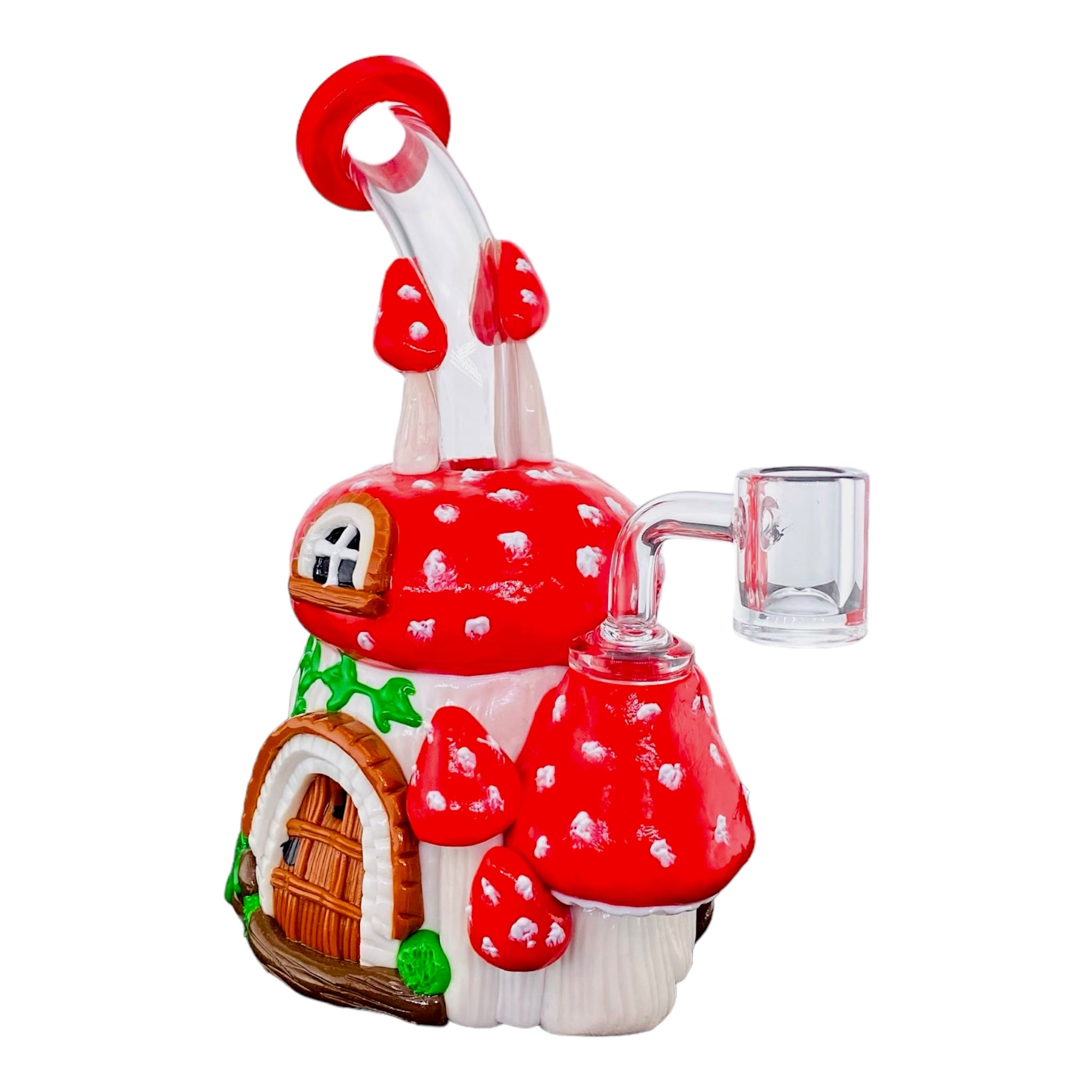 cute girly Red And White Mushroom House Small Dab Rig for sale