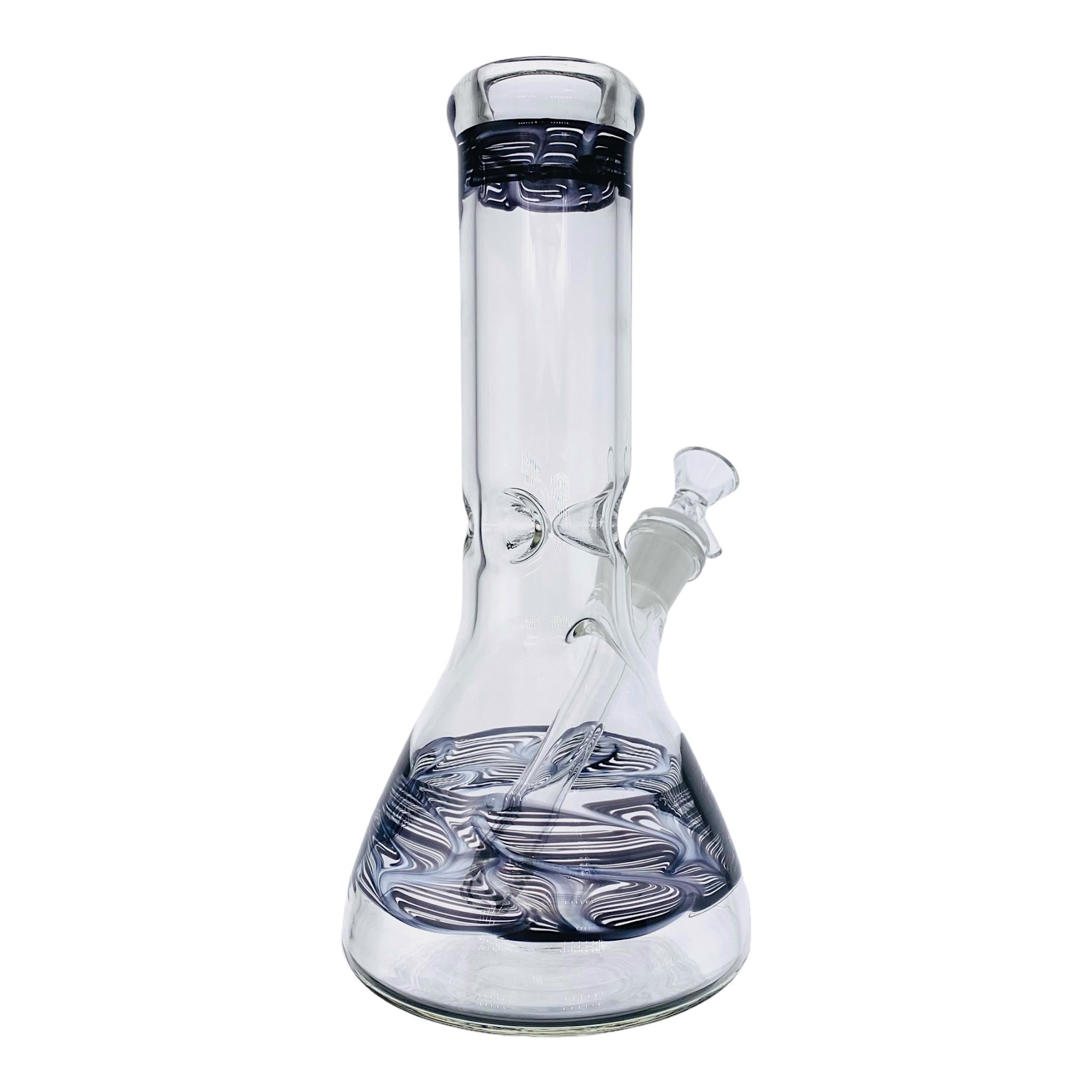 10 Inch Clear Beaker Glass Bong With Black Wrap And Rake