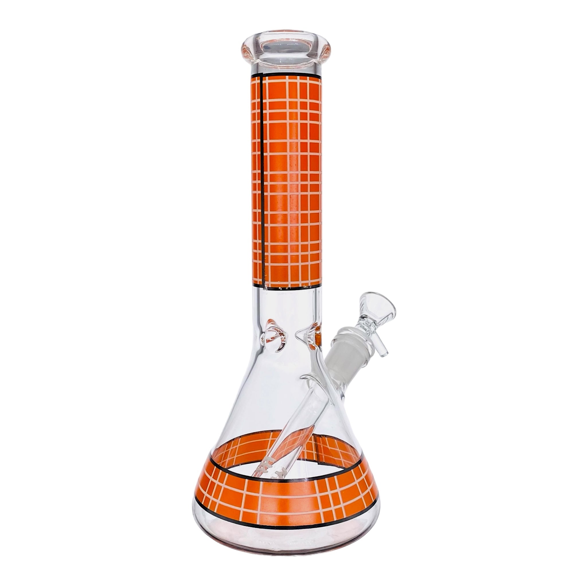 small travel 10 Inch Clear Beaker Glass Bong With Orange Plaid for sale