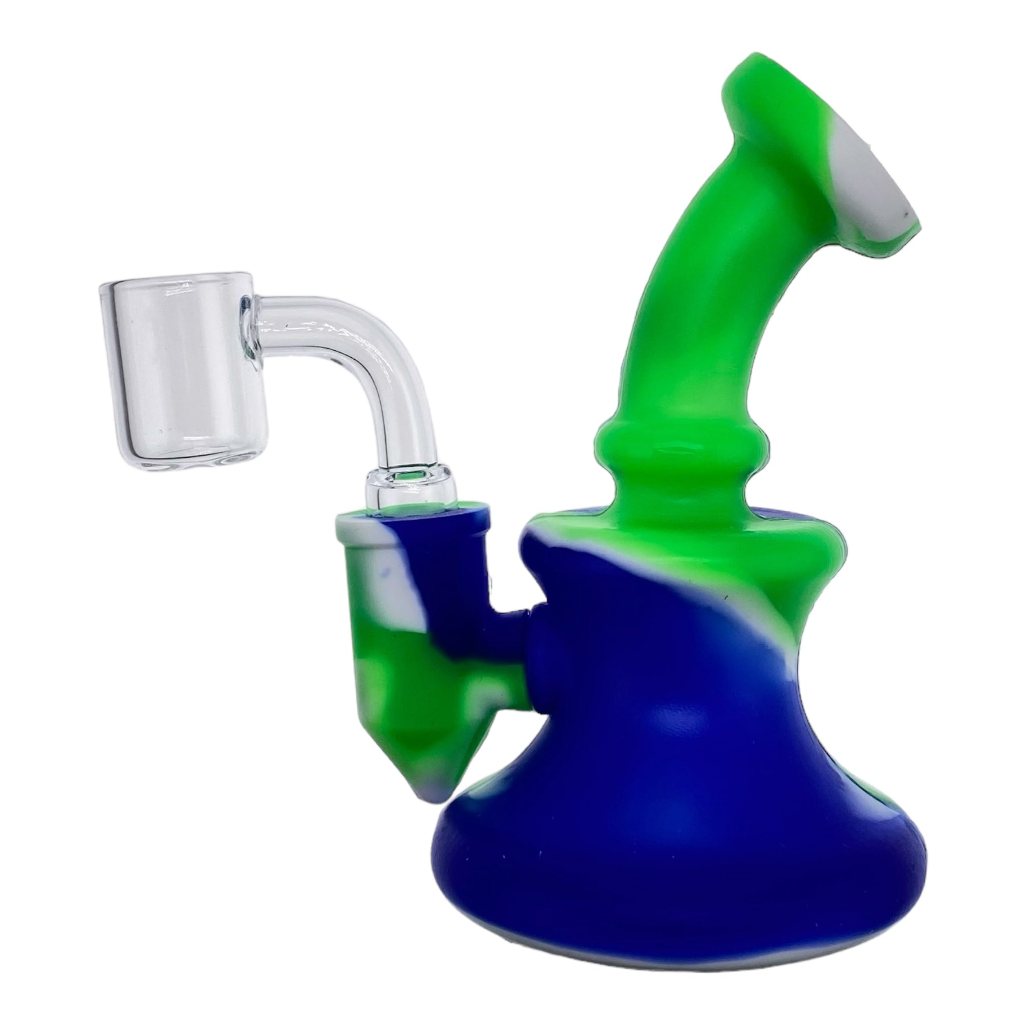 Mini Silicone Rubber Dab Rig Blue, Green, And White