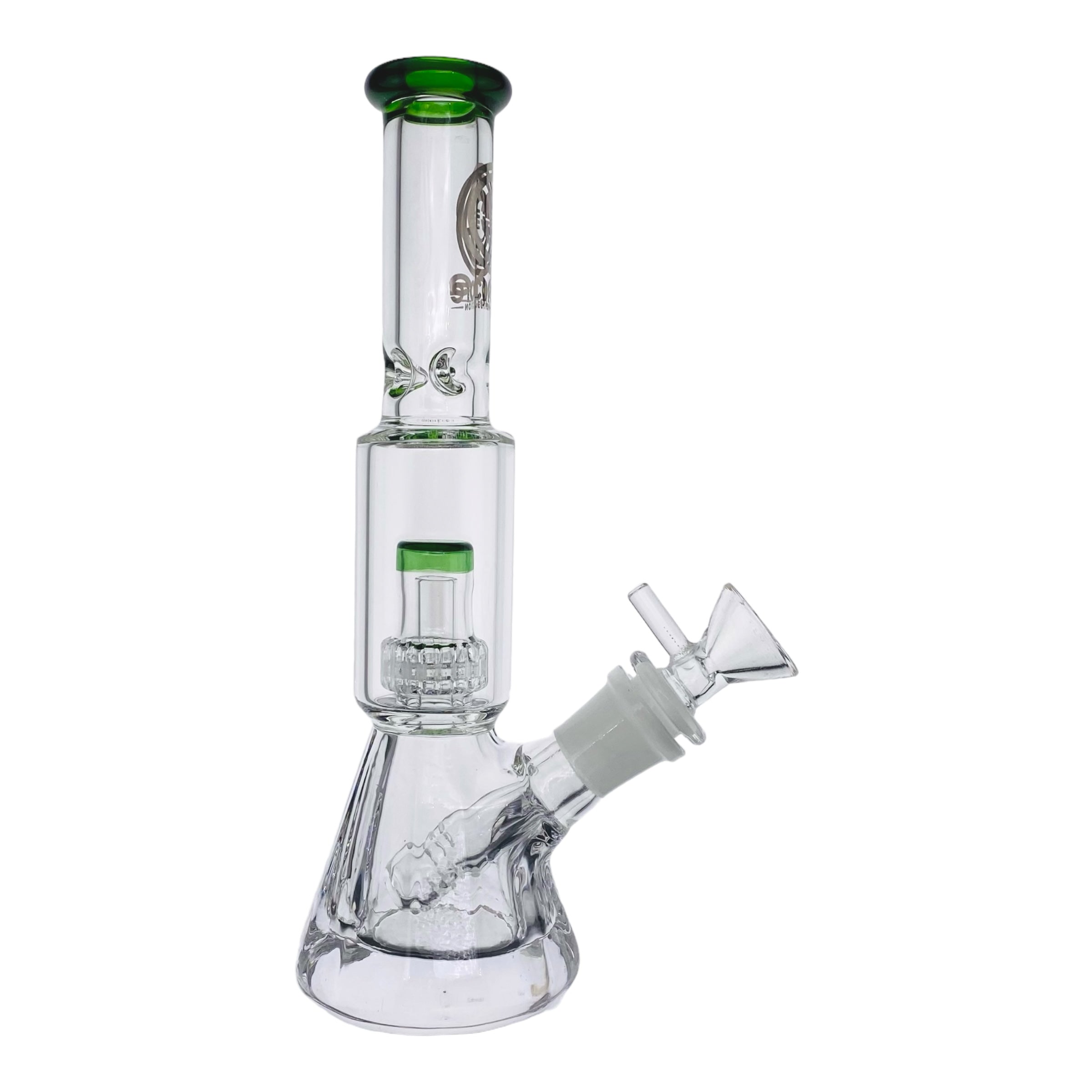 Encore Glass Small Beaker Base Bong With Perc & Extra Thick Base - Green