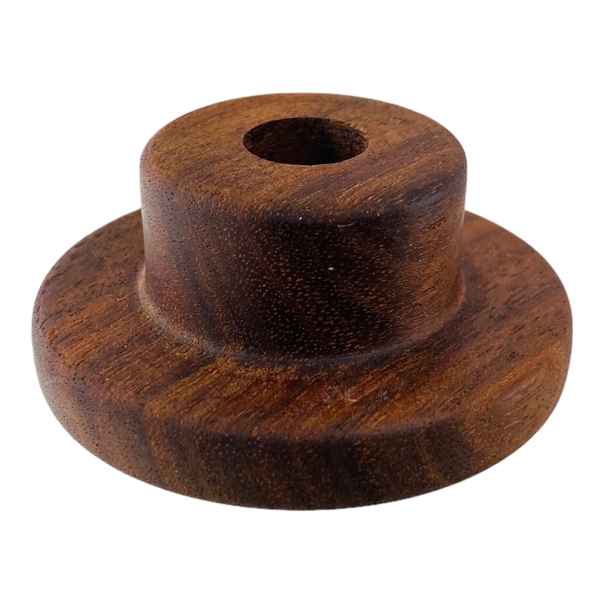 Round Single Hole Wood Display Stand Holder For 14mm Bong Bowl Pieces Or Quartz Bangers - Black Walnut Hat