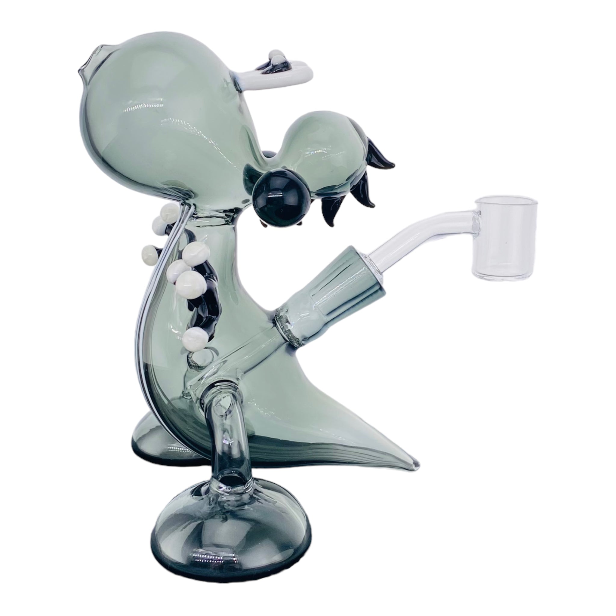 cute girly Shadow Black Yoshi Dab Rig With White Linework