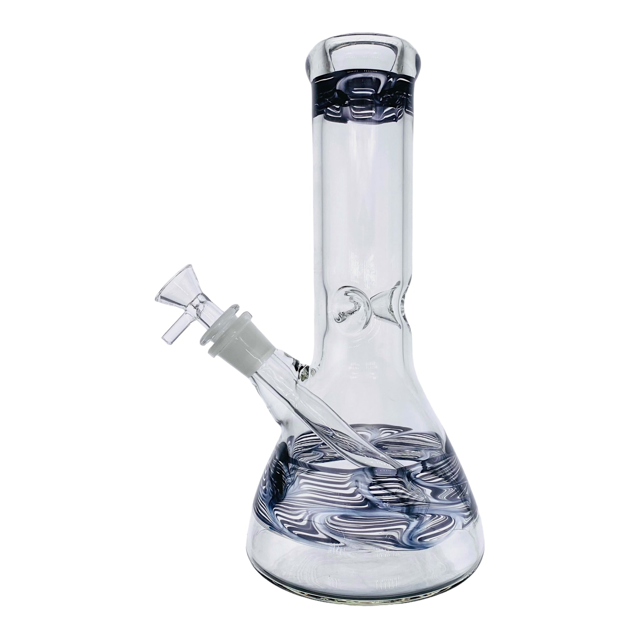 10 Inch Clear Beaker Glass Bong With Black Wrap And Rake