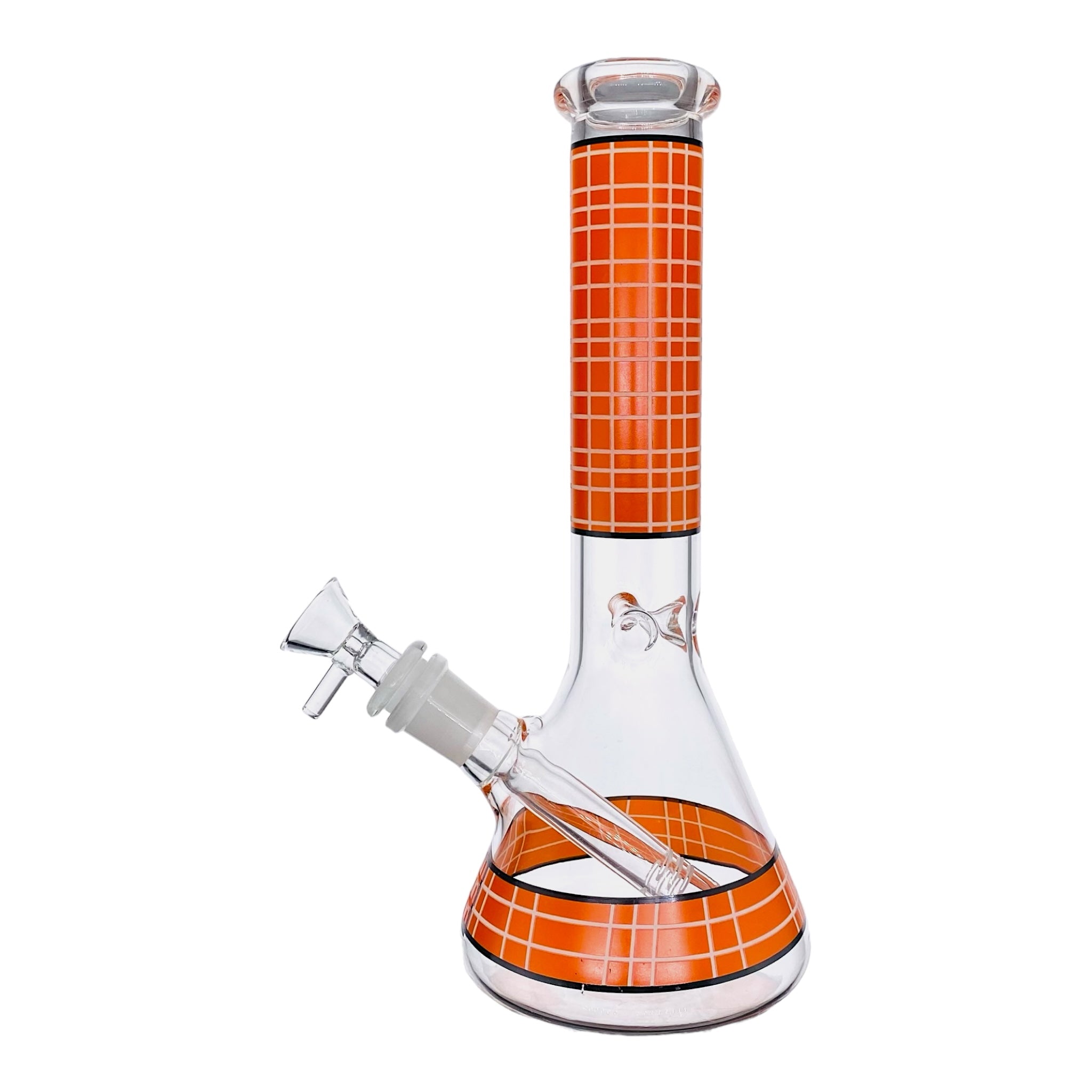 small travel 10 Inch Clear Beaker Glass Bong With Orange Plaid for sale