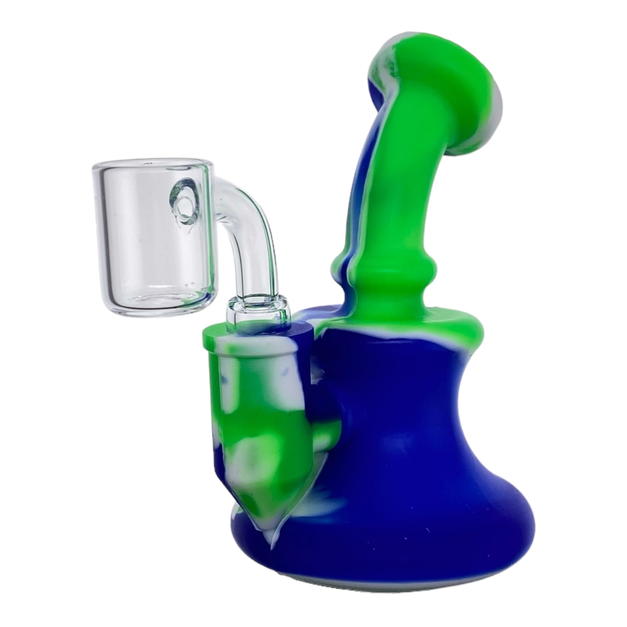 Mini Silicone Rubber Dab Rig Blue, Green, And White