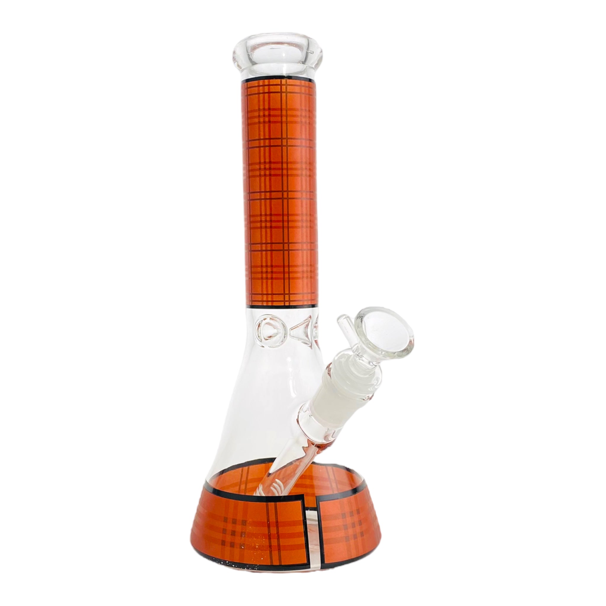 10 Inch Glass Beaker Bong With Red And Black Plaid