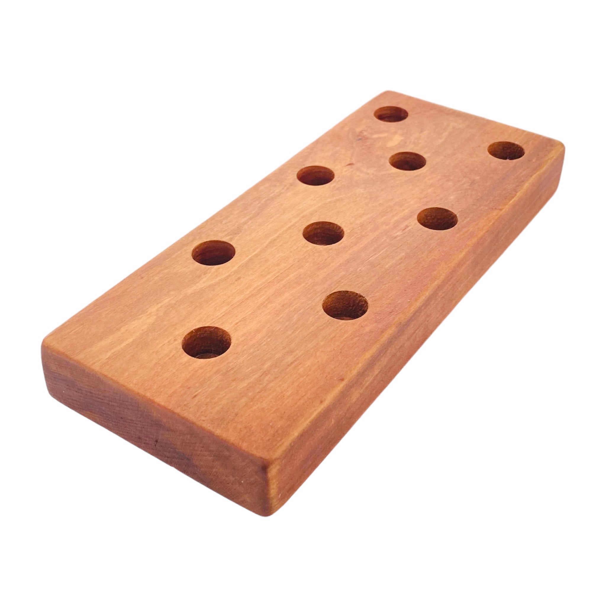 9 Hole Wood Display Stand Holder For 14mm Bong Bowl Pieces Or Quartz Bangers - Cherry Wood