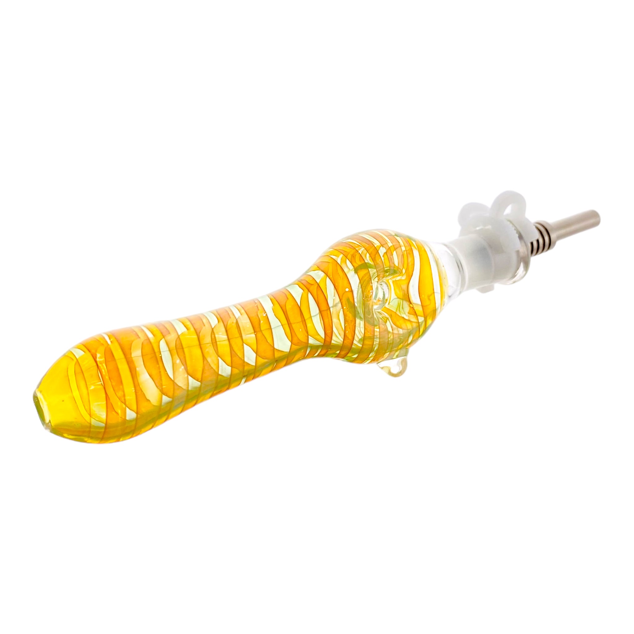 10mm Nectar Collector - Mini Glass Gold Fumed Donut With Titanium Tip