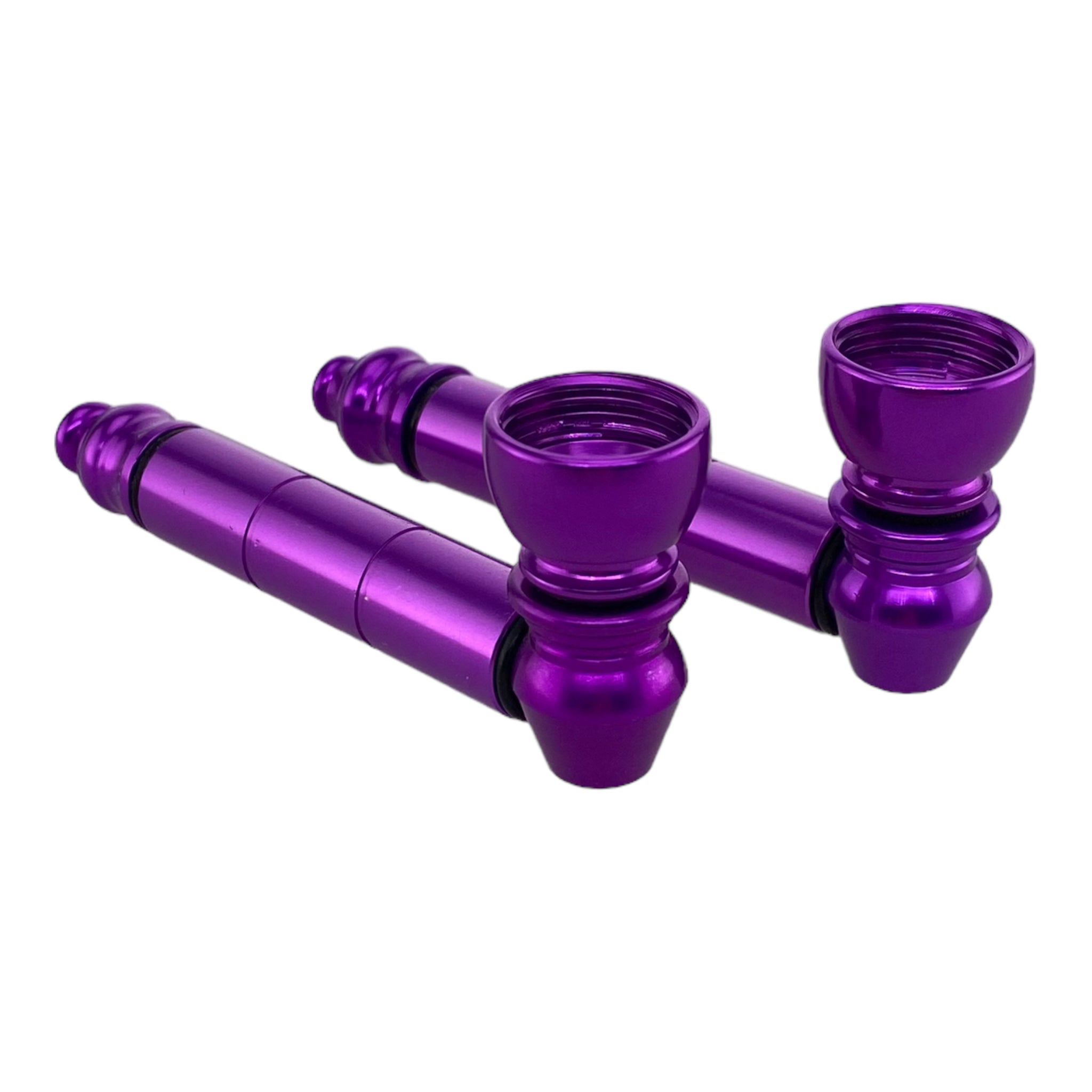 Purple Basic Metal smoking Pipe With Small Chamber Bundle 2 Pipes And 10ct Screens
