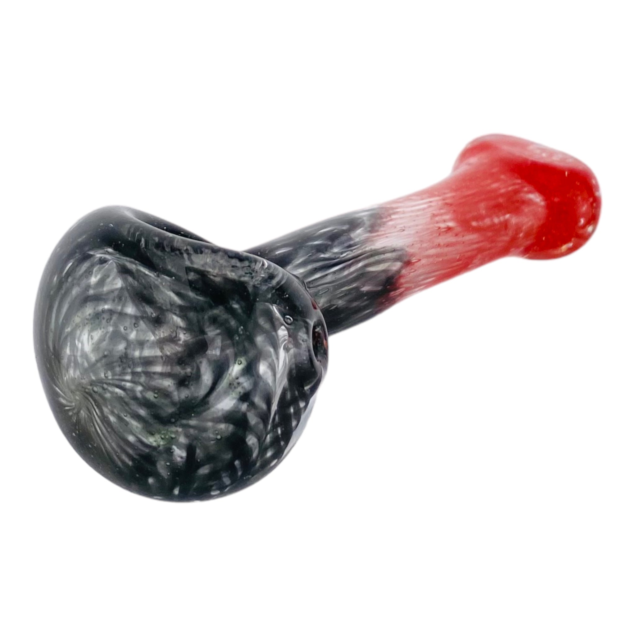 Basic Glass Spoon Pipe With Red And Black Spiral Color Twist