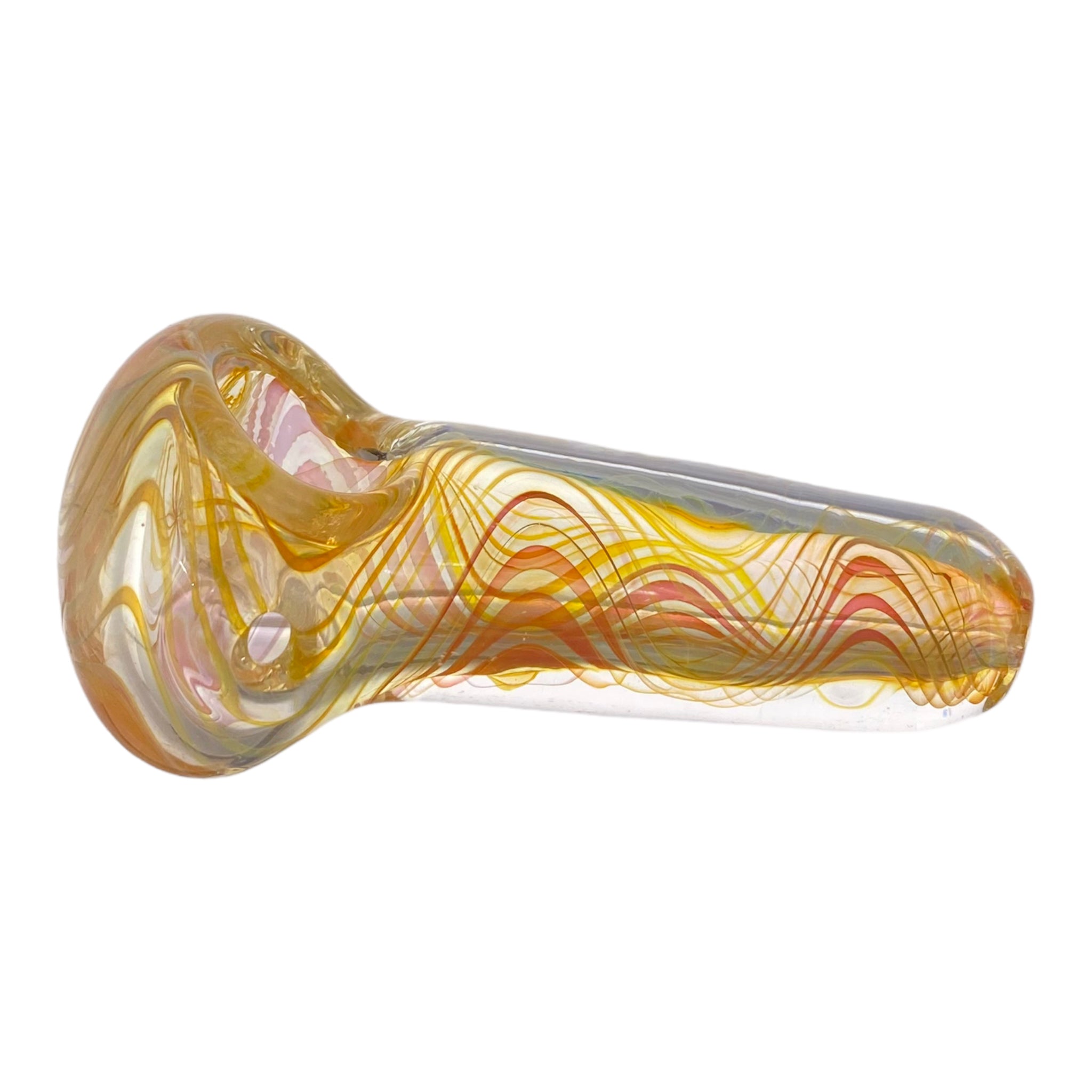 Inside Out Multicolor Changing Glass Spoon Pipe With Fuming Linework