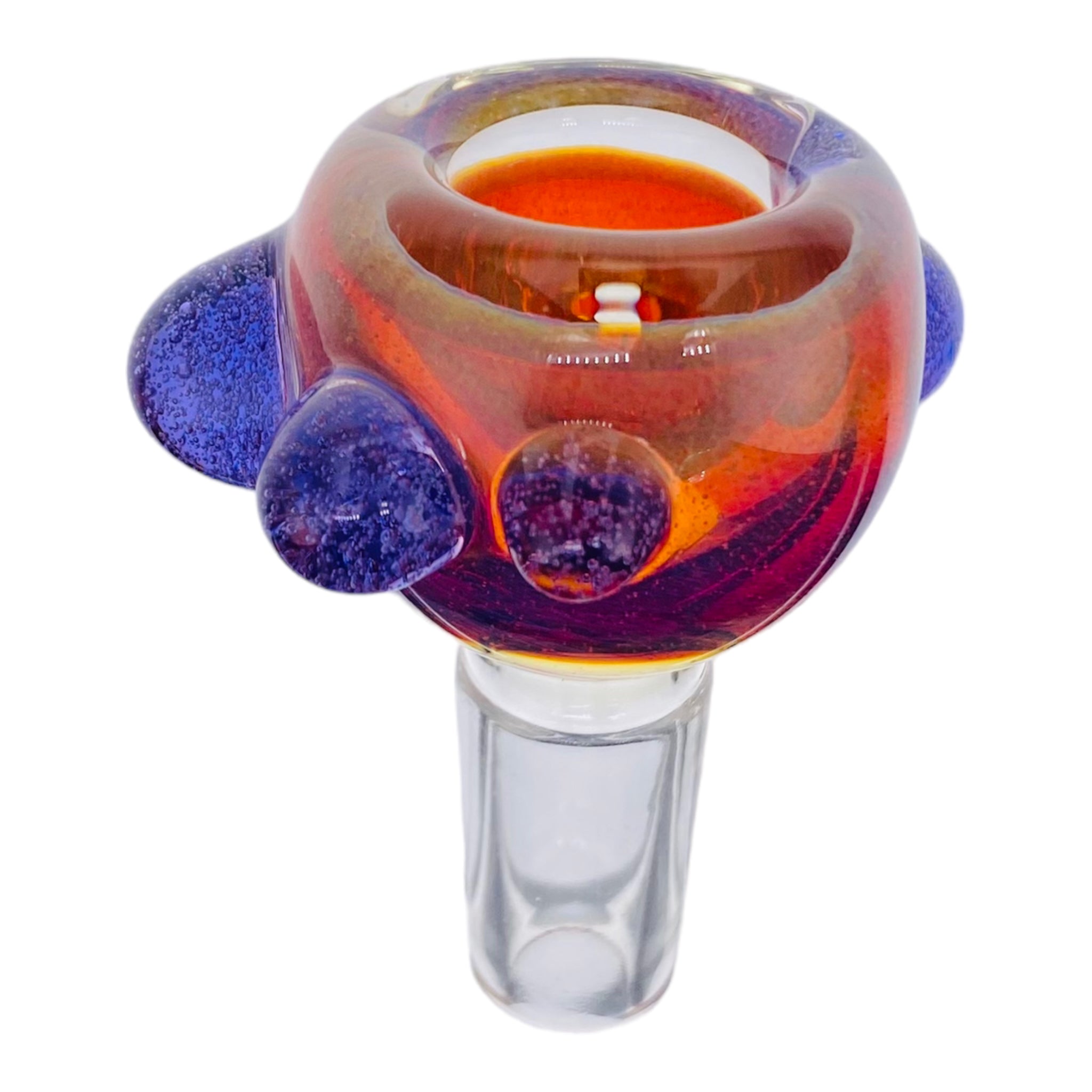 Arko Glass - 14mm Flower Bowl Amber Frit Bubble With Purple Dots