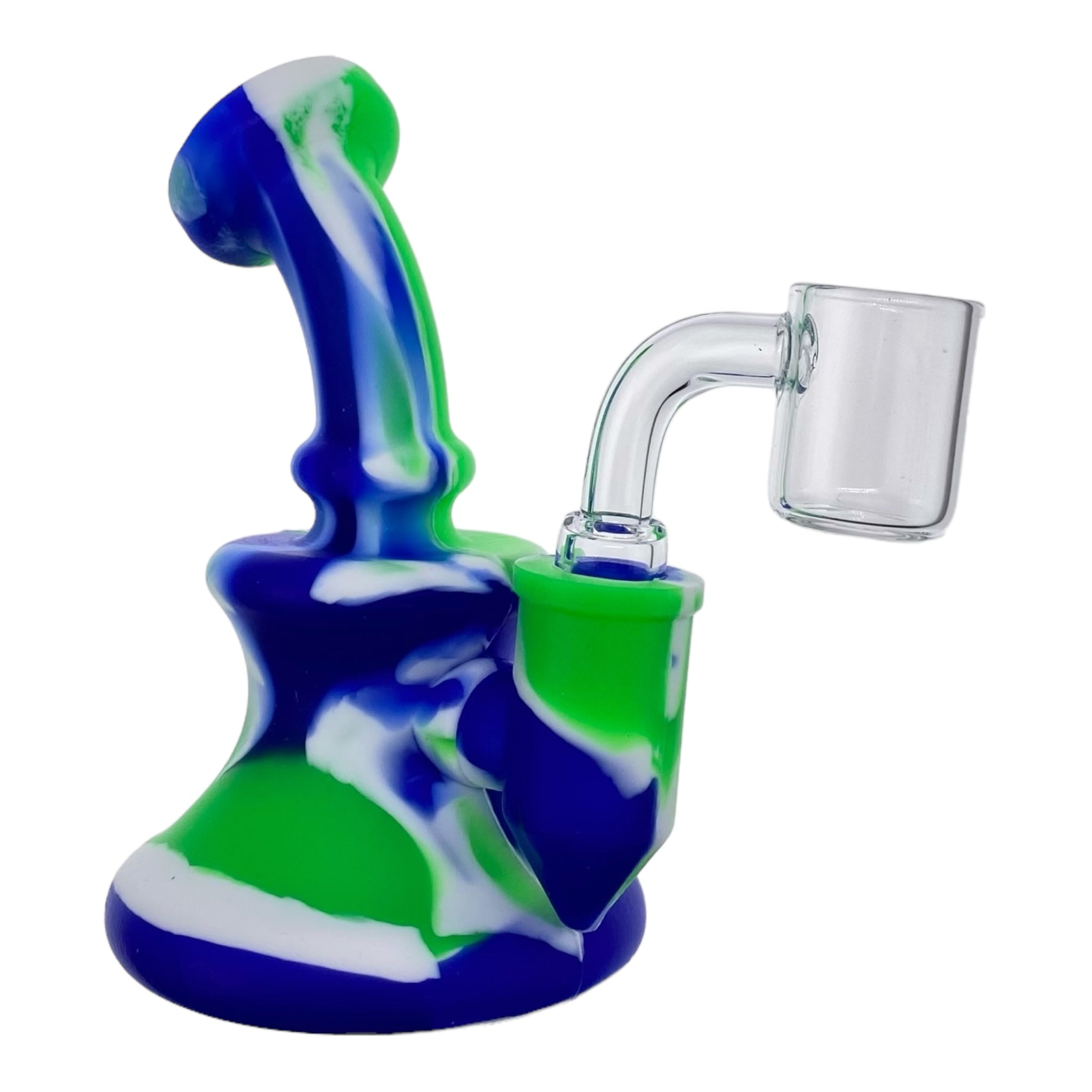 Mini Silicone Rubber Dab Rig Blue, Green, And White