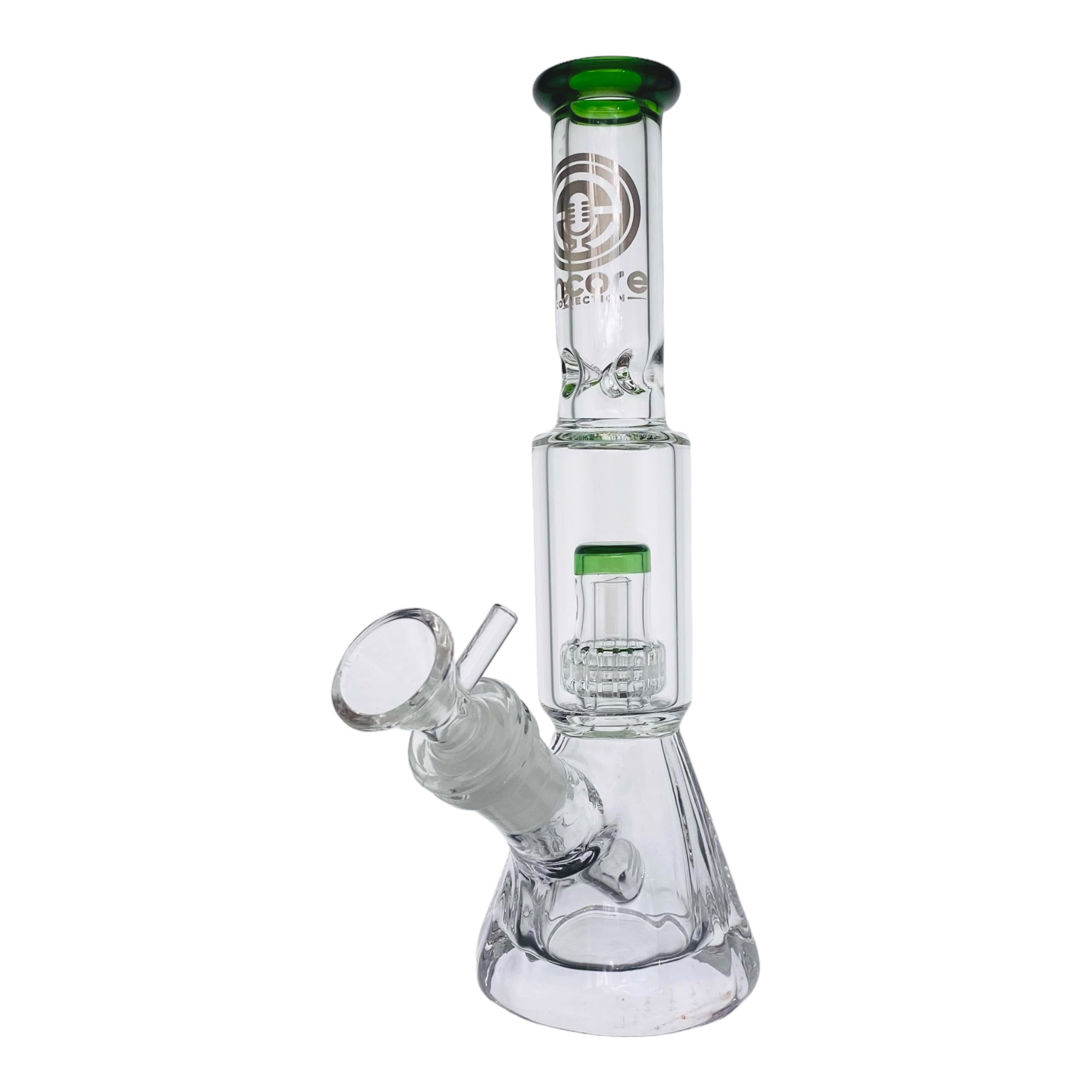 Encore Glass Small Beaker Base Bong With Perc & Extra Thick Base - Green
