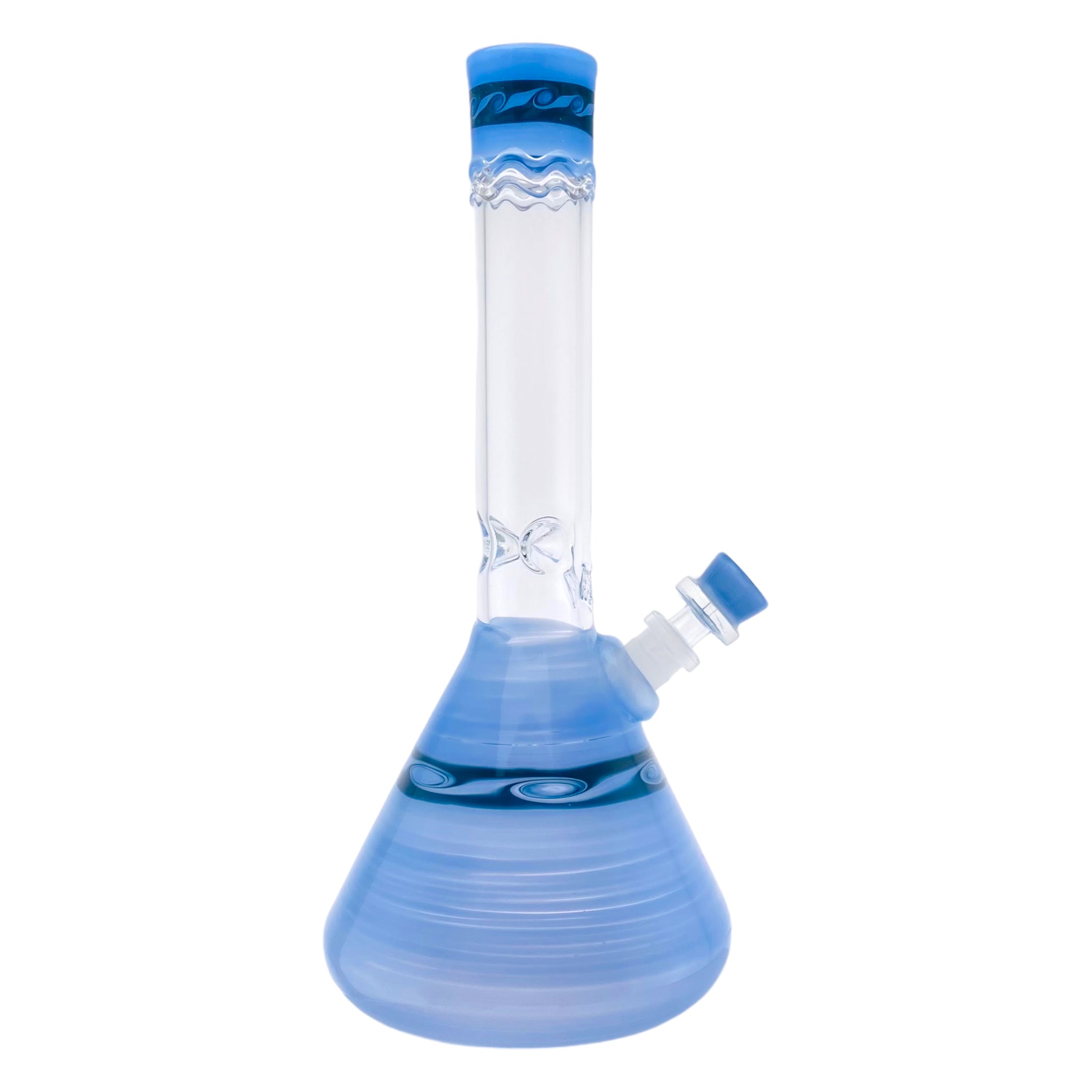 HVY Glass - Light Blue And Black Twirl Beaker Bong