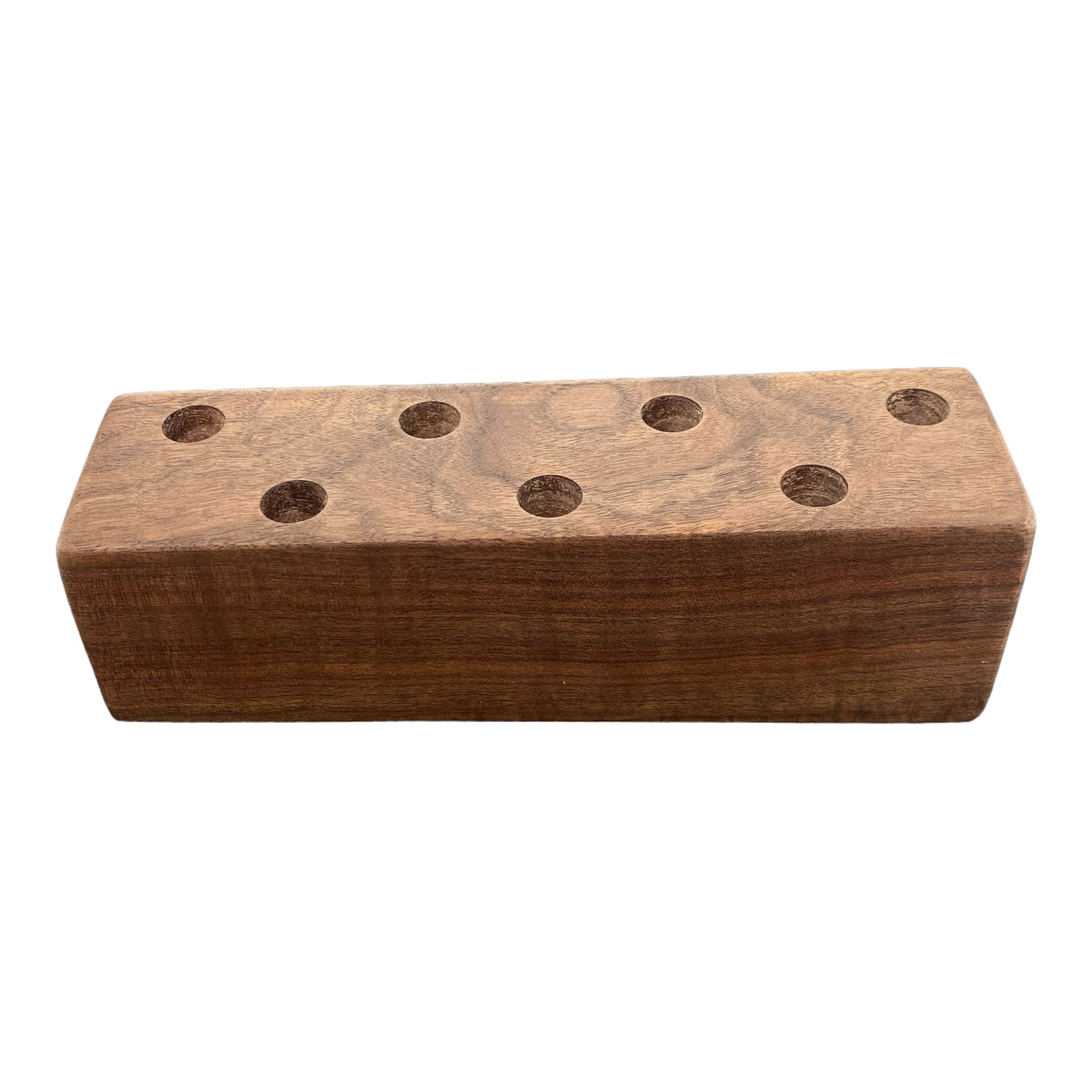 7 Hole Wood Display Stand Holder For 14mm Bong Bowl Pieces Or Quartz Bangers - Black Walnut #2