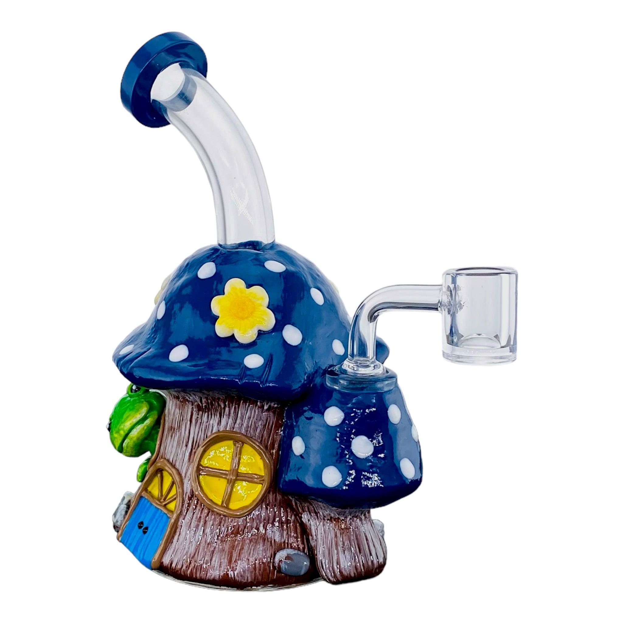 cute girly Blue And White Mushroom Small Dab Rig With Frog for sale