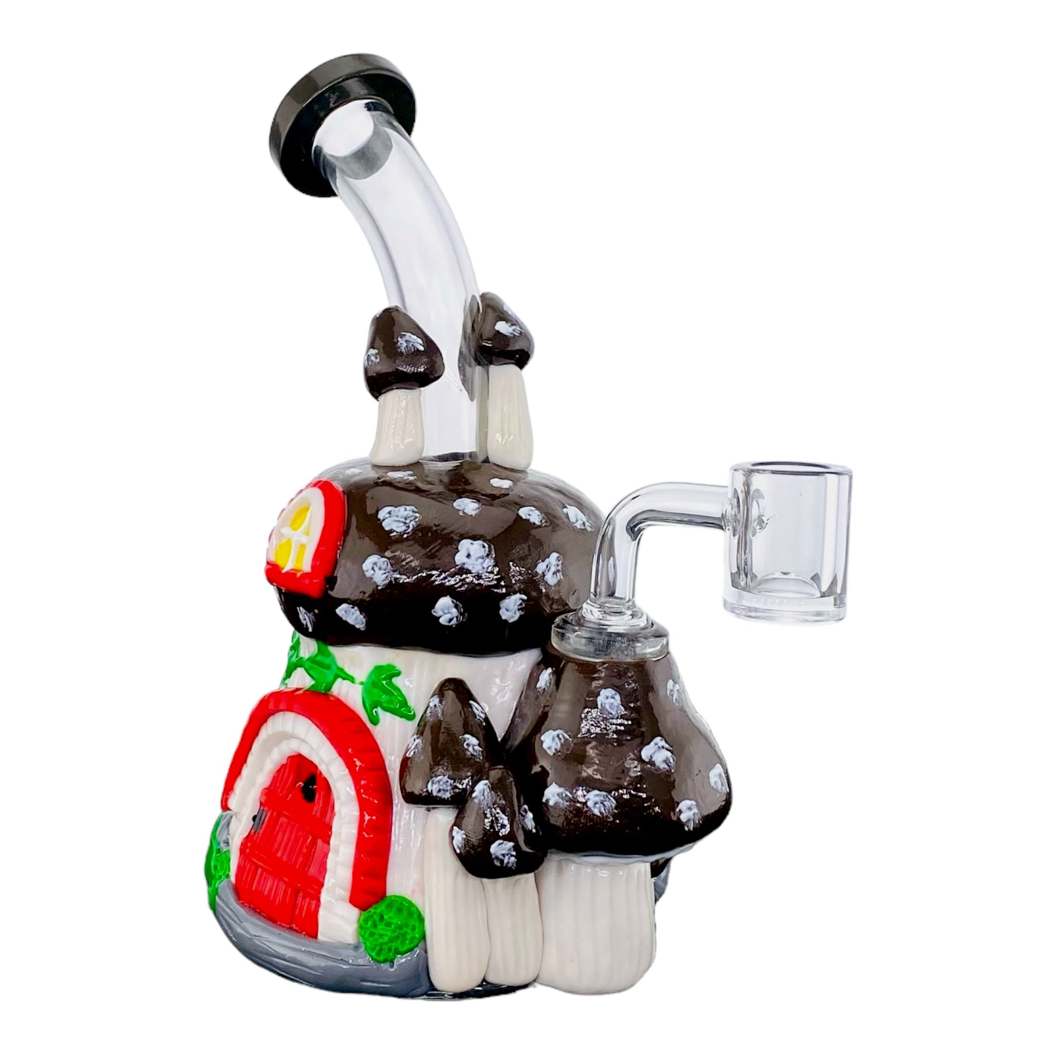 cute girly Brown And White Mushroom House Small Dab Rig for sale