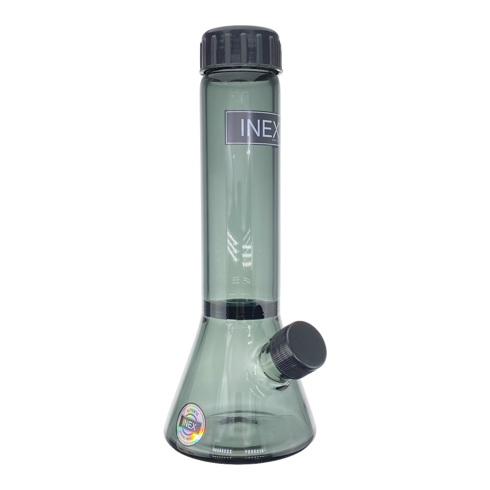 Small Travel Glass Bong Inex Glass Shadow Black Beaker Bong With Screw Caps
