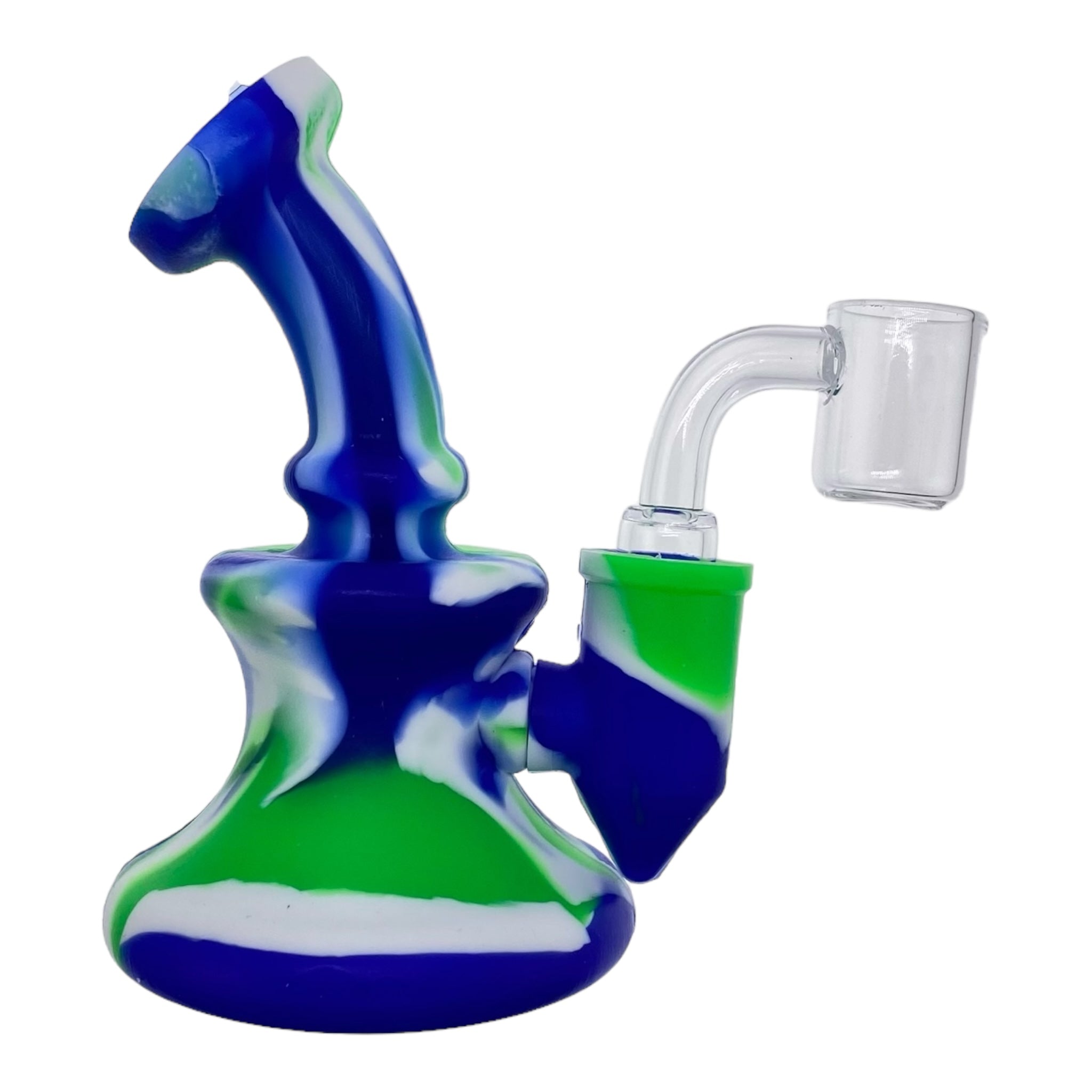 Mini Silicone Rubber Dab Rig Blue, Green, And White