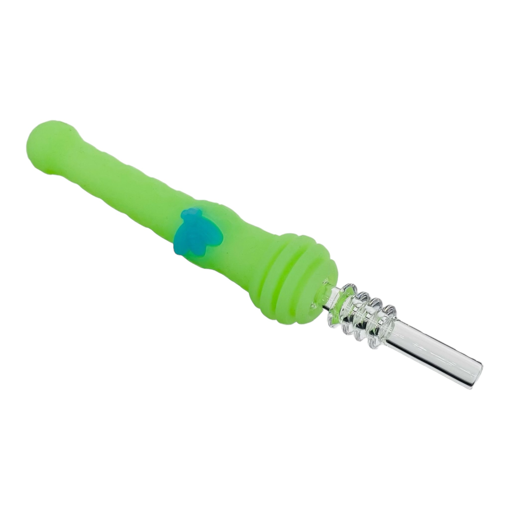 Silicone Nectar Collector With Quartz Tip 14mm Slyme Green With Honeybee