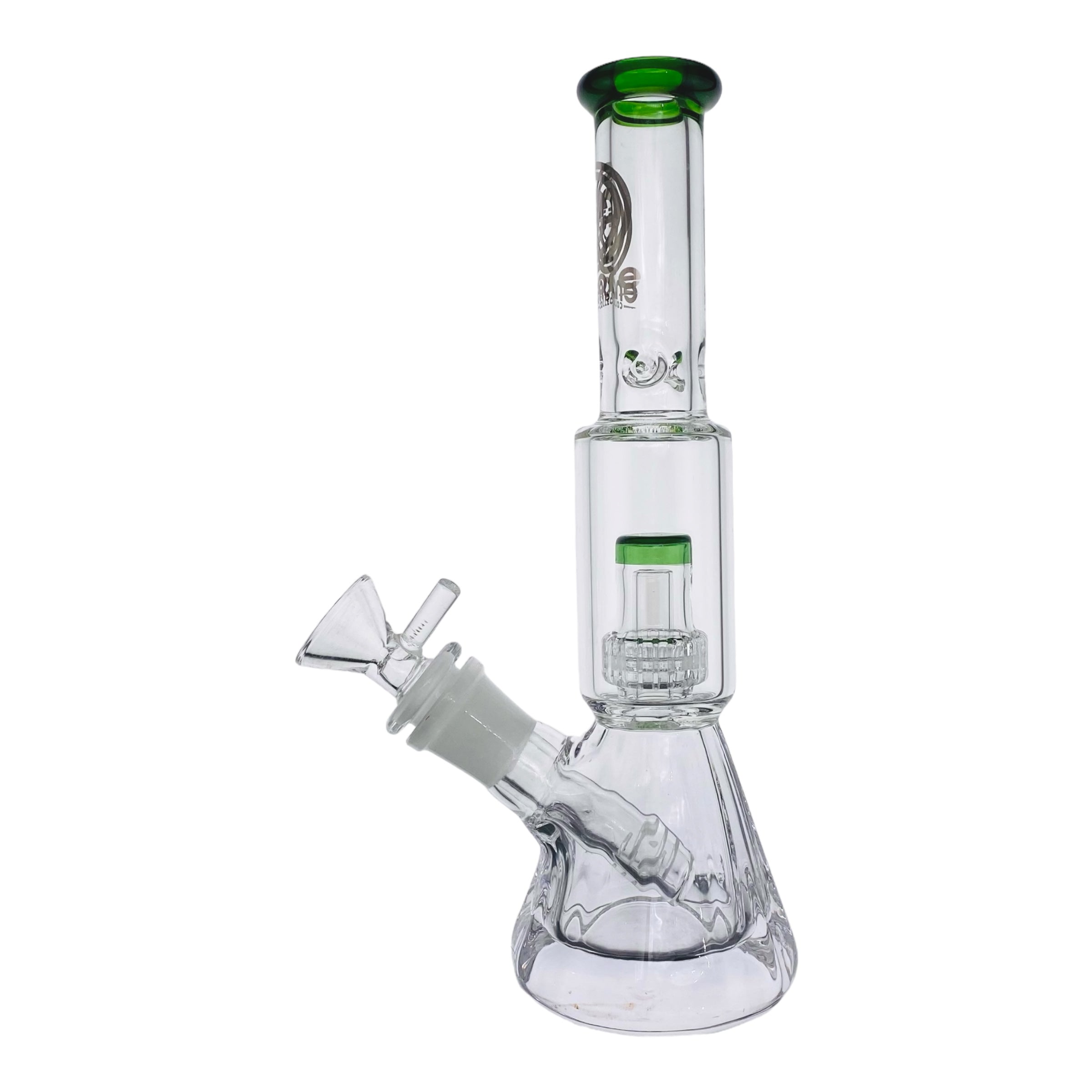 Encore Glass Small Beaker Base Bong With Perc & Extra Thick Base - Green
