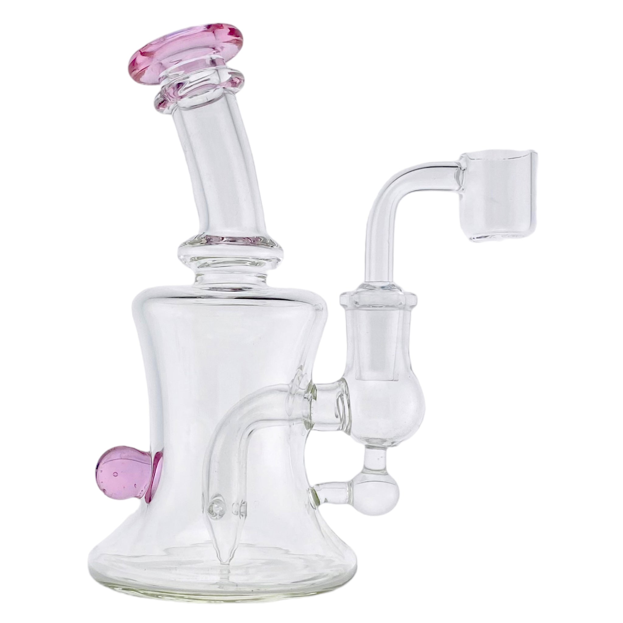 Mini Dab Rig With Pink Mouthpiece And Marble