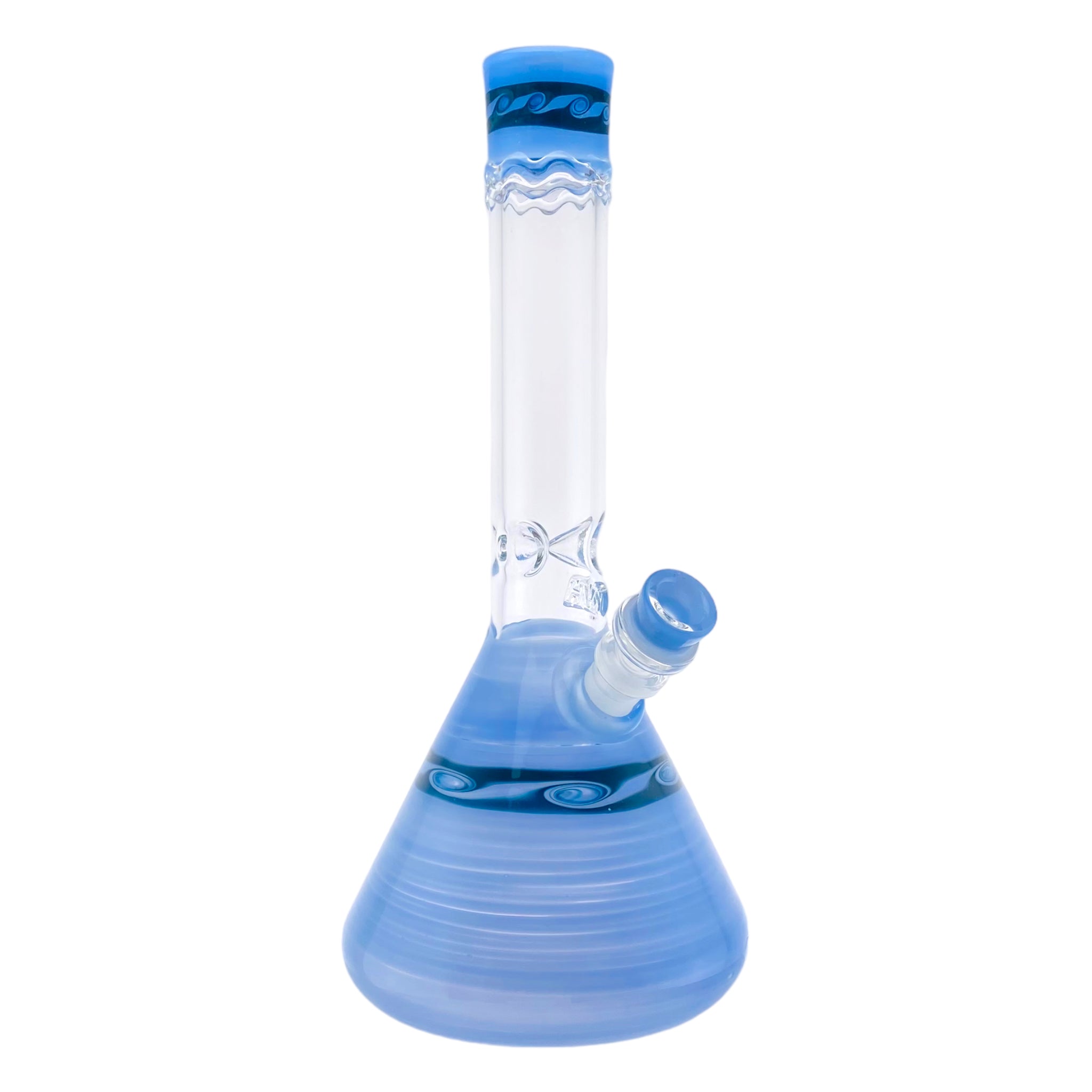 HVY Glass - Light Blue And Black Twirl Beaker Bong