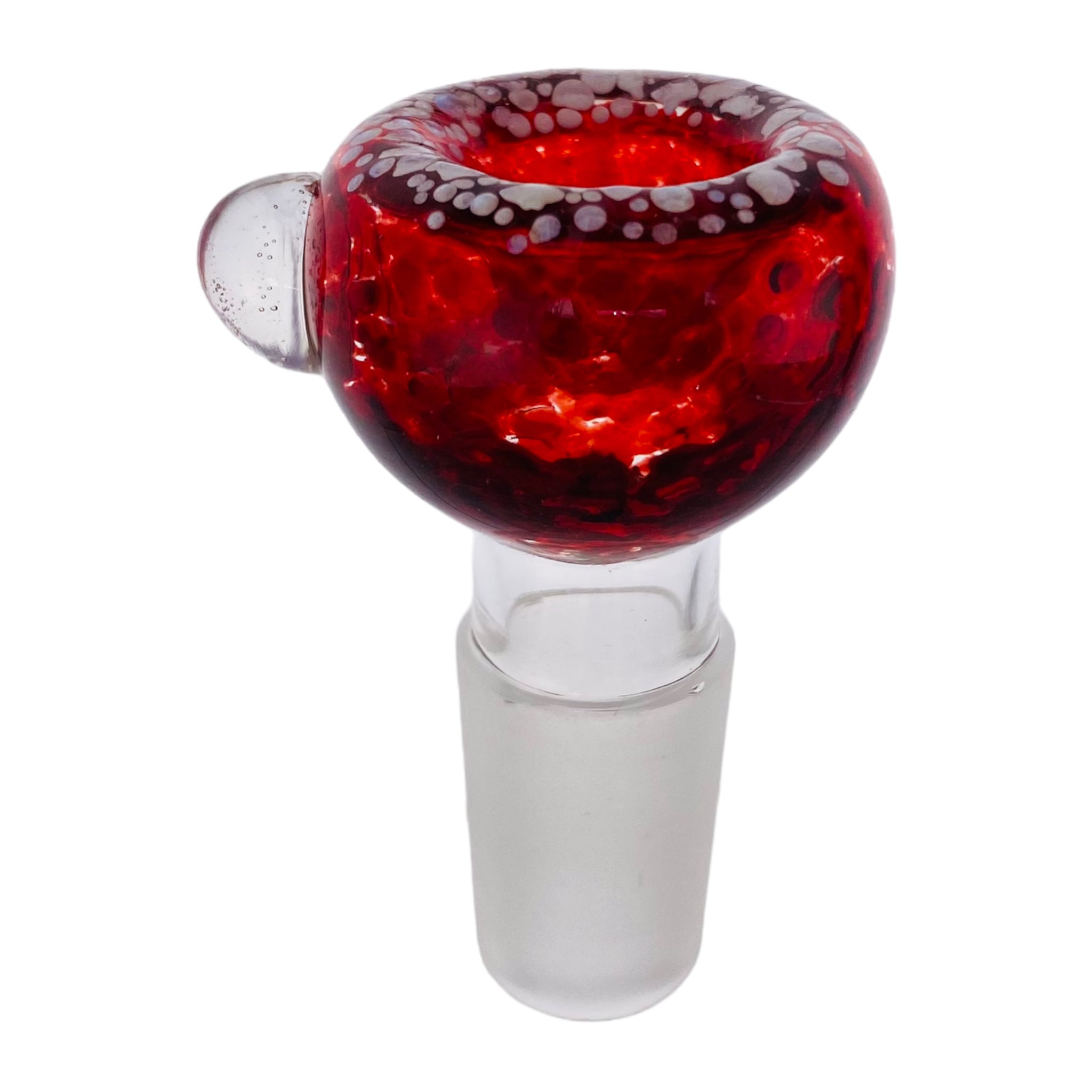 18mm Flower Bowl - Bubble With Frosted Rim Bong Bowl Piece - Red