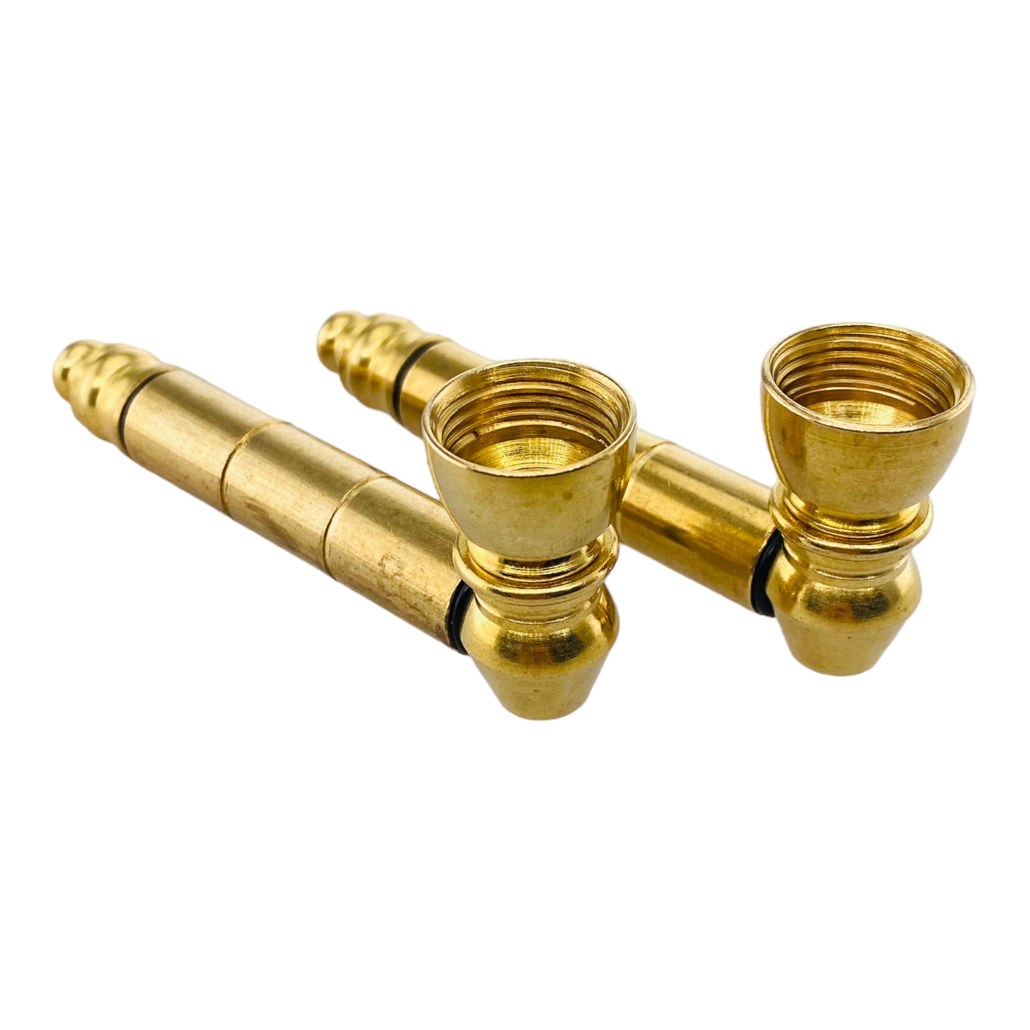 brass bundle of two metal smoking pipes and 10 screens