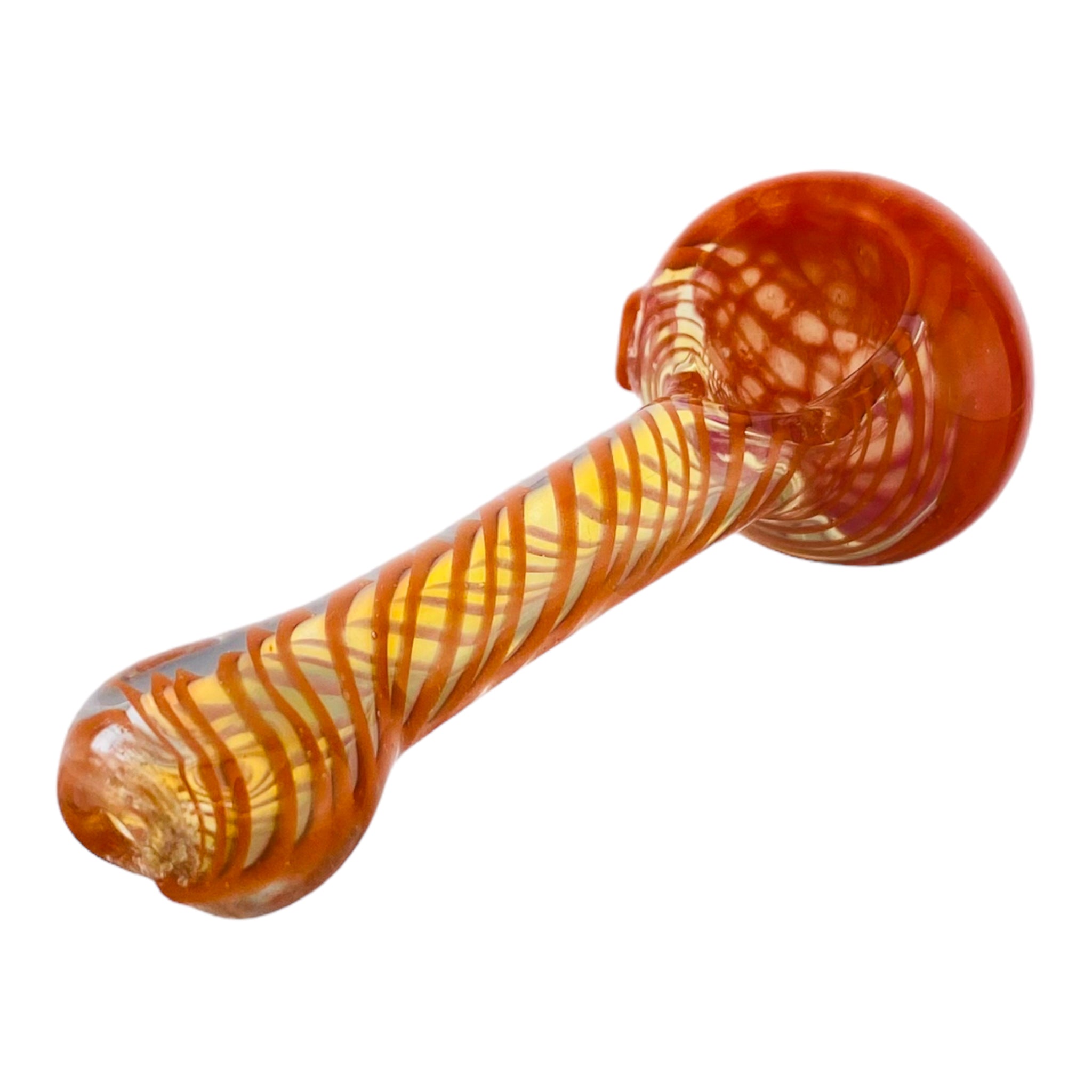 Color Changing Glass Spoon Pipe With Orange Twist And Honeycomb End