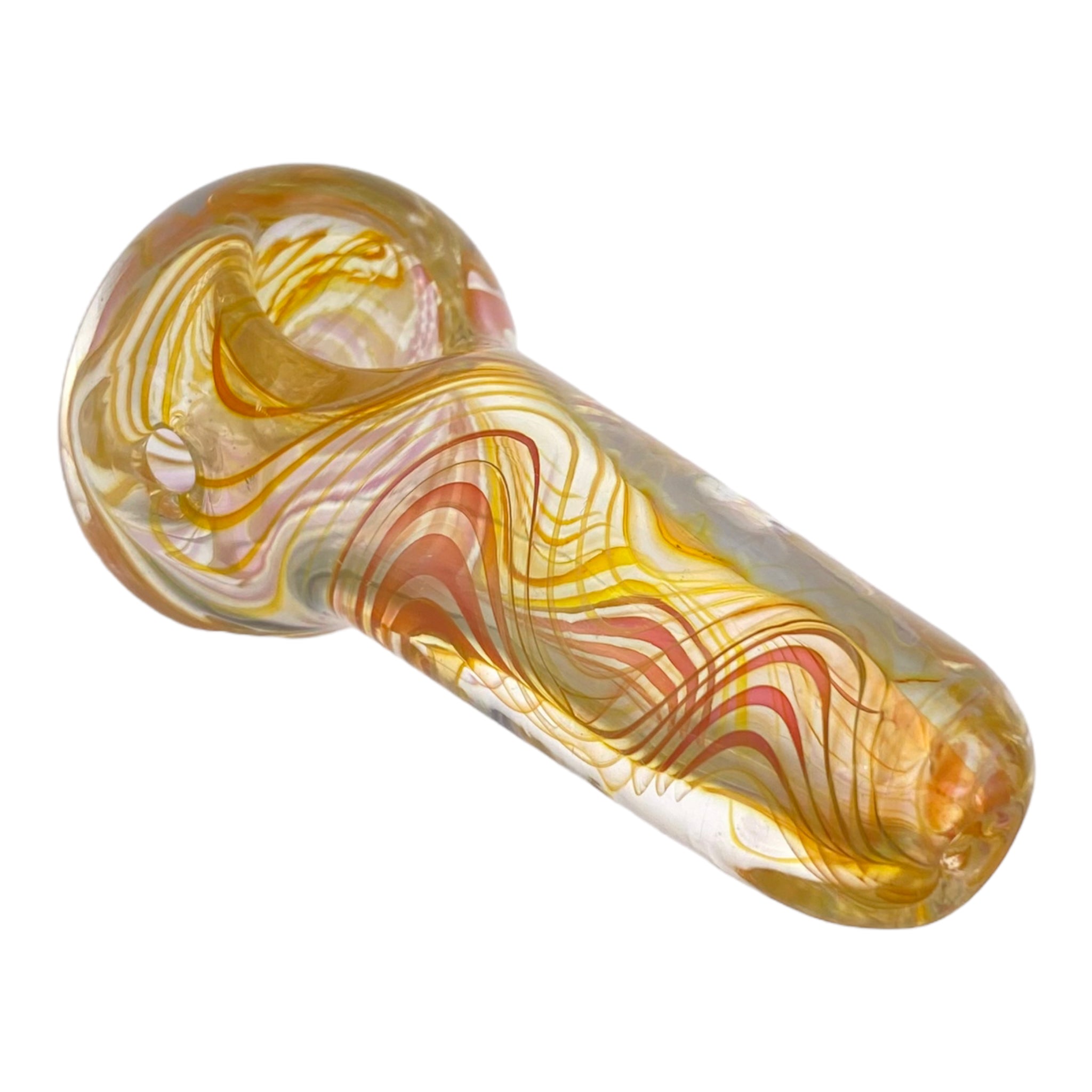 Inside Out Multicolor Changing Glass Spoon Pipe With Fuming Linework