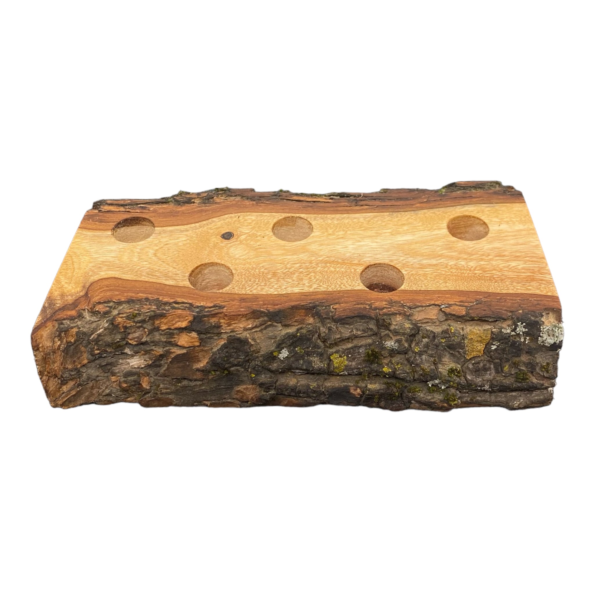 5 Hole Wood Display Stand Holder For 14mm Bong Bowl Pieces Or Quartz Bangers - Douglas Fir
