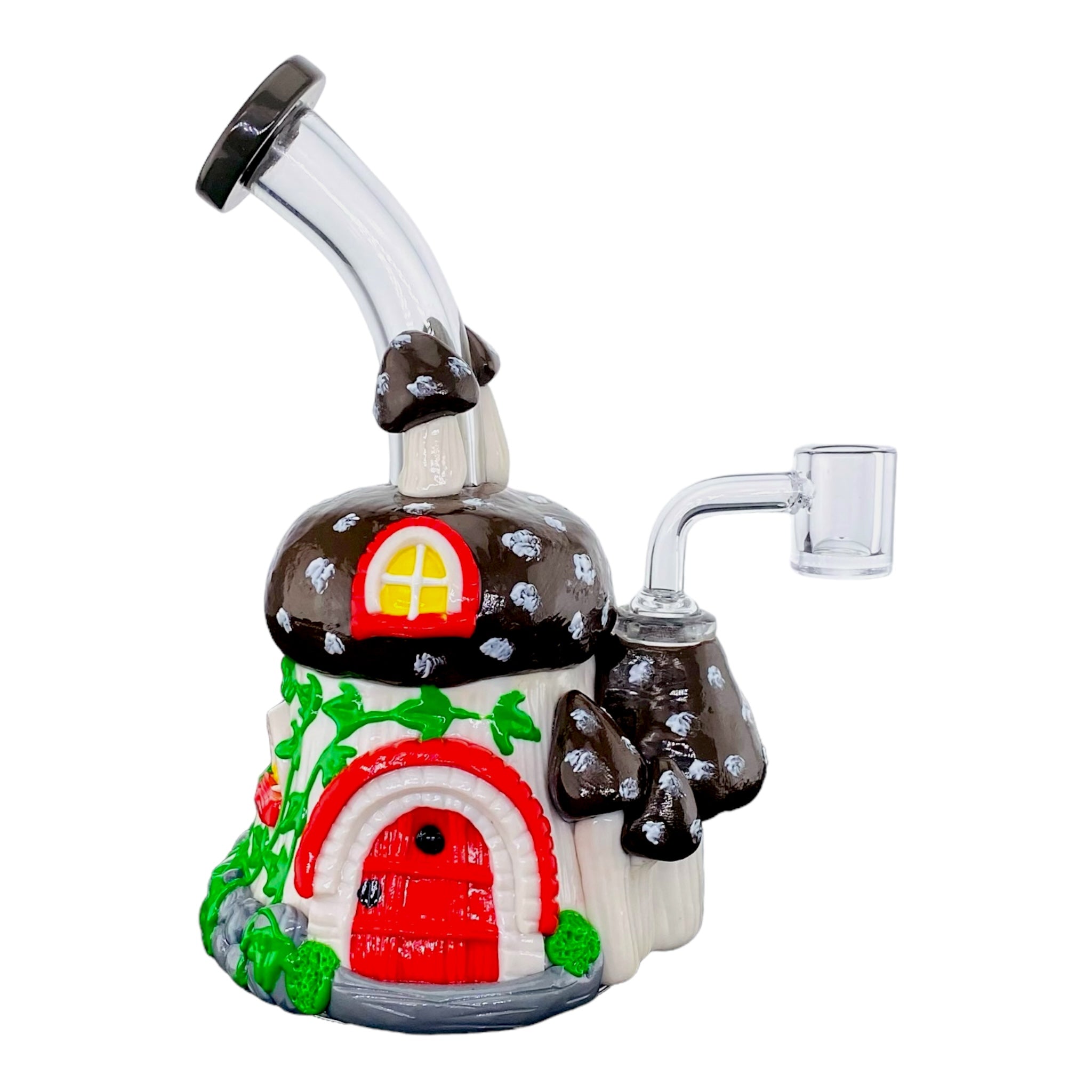 cute girly Brown And White Mushroom House Small Dab Rig for sale