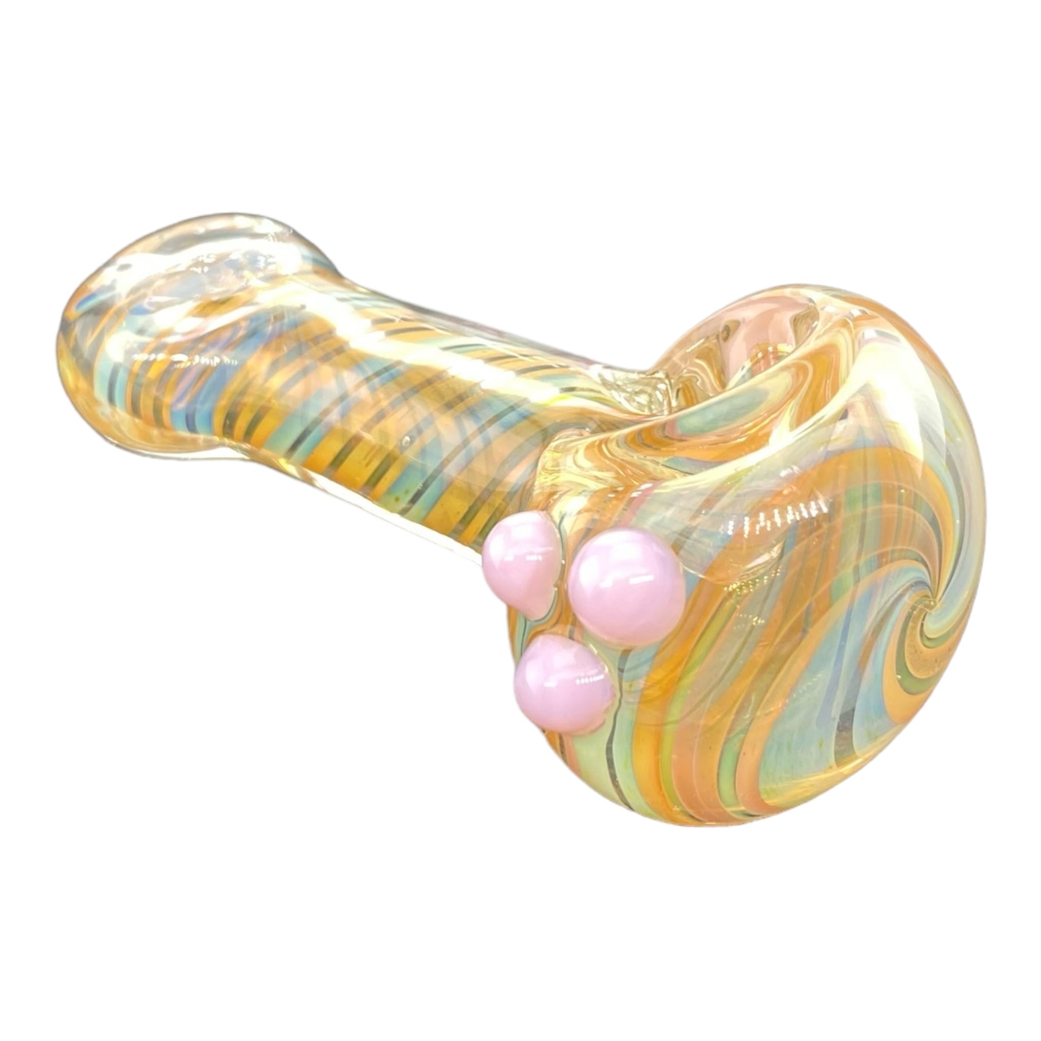Small Color Changing Glass Hand Pipe With Pink Dots