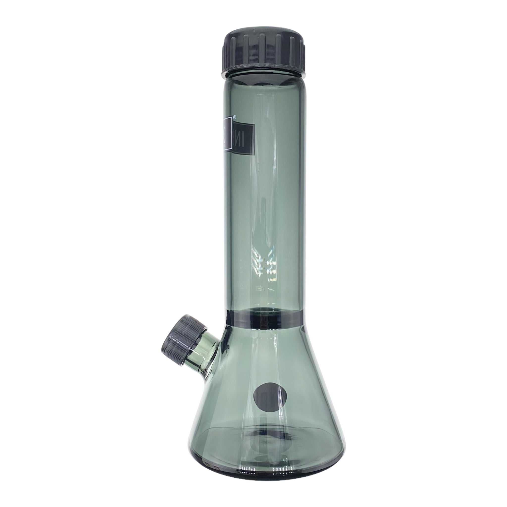 Small Travel Glass Bong Inex Glass Shadow Black Beaker Bong With Screw Caps