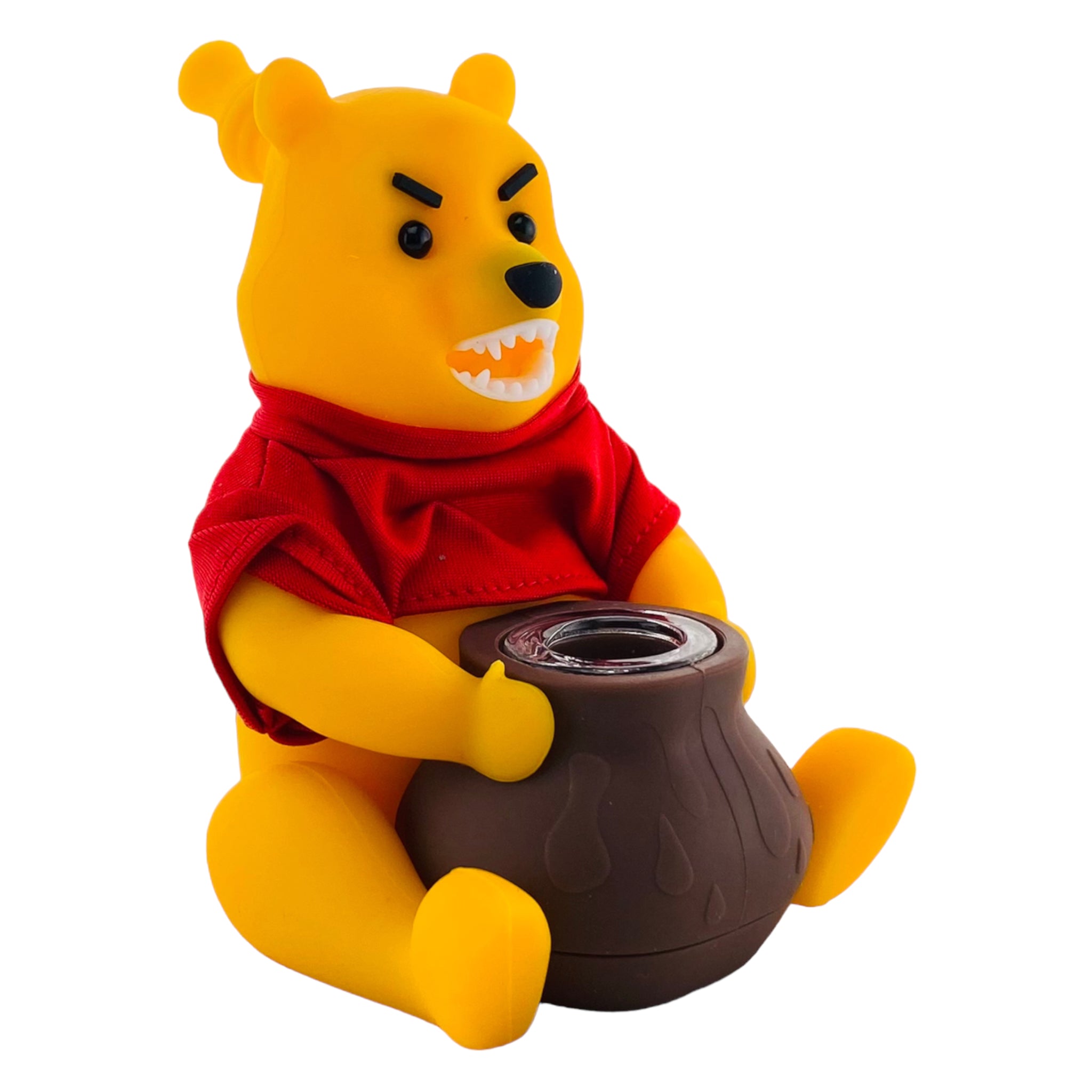 cute sitting winnie the pooh silicone hand pipe bubbler bong