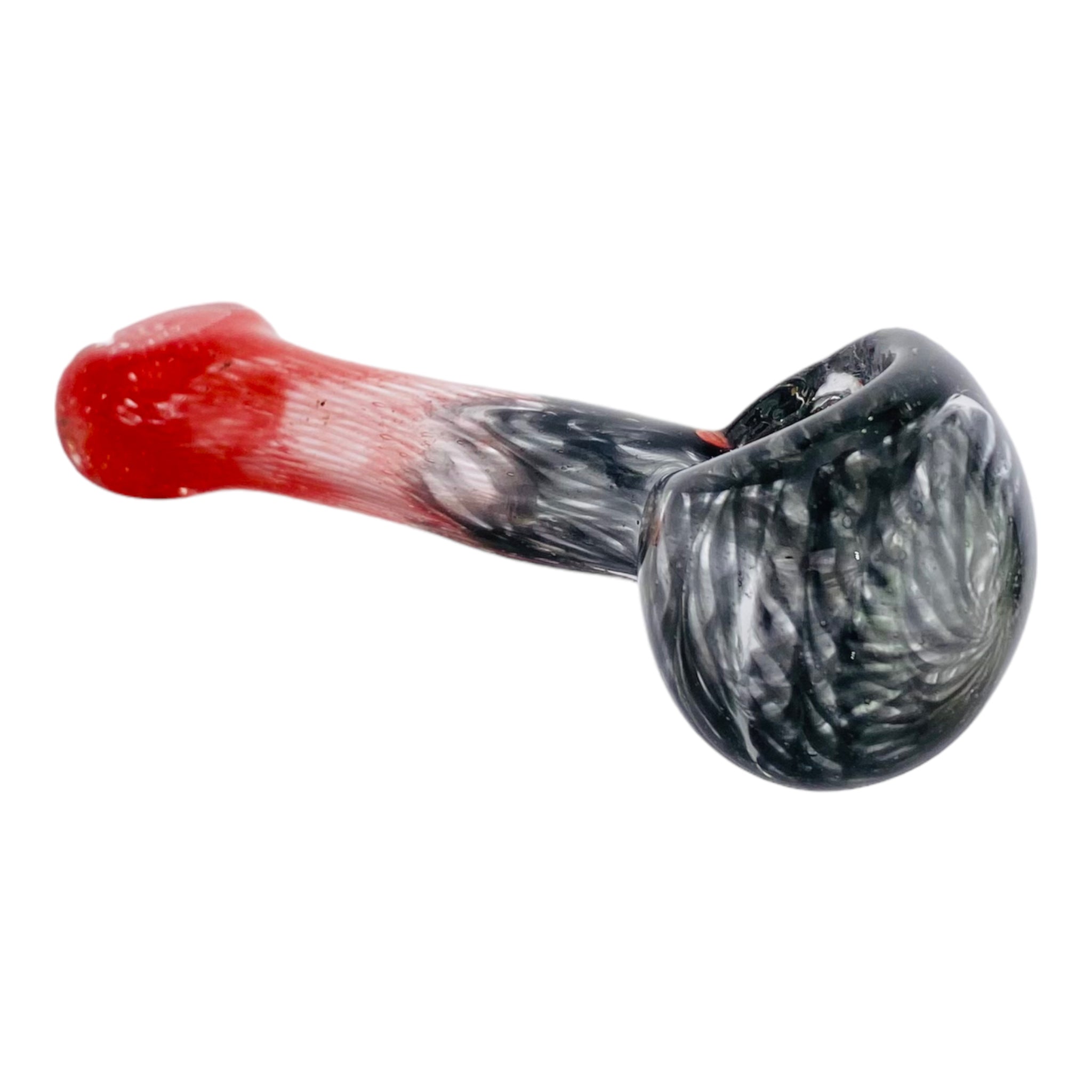 Basic Glass Spoon Pipe With Red And Black Spiral Color Twist