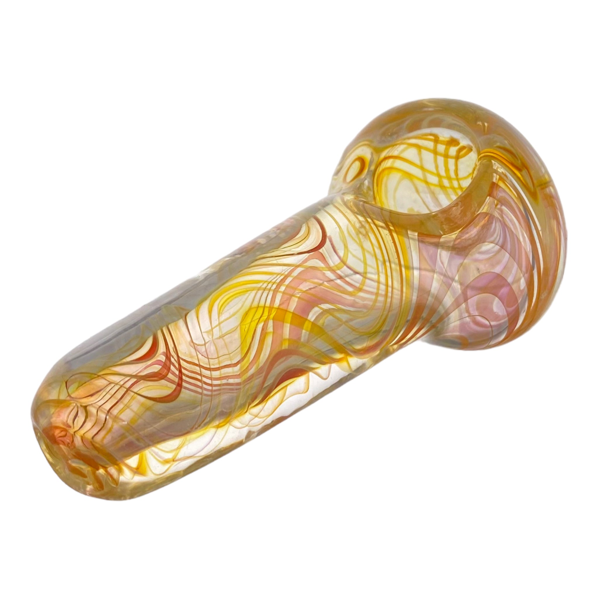 Inside Out Multicolor Changing Glass Spoon Pipe With Fuming Linework