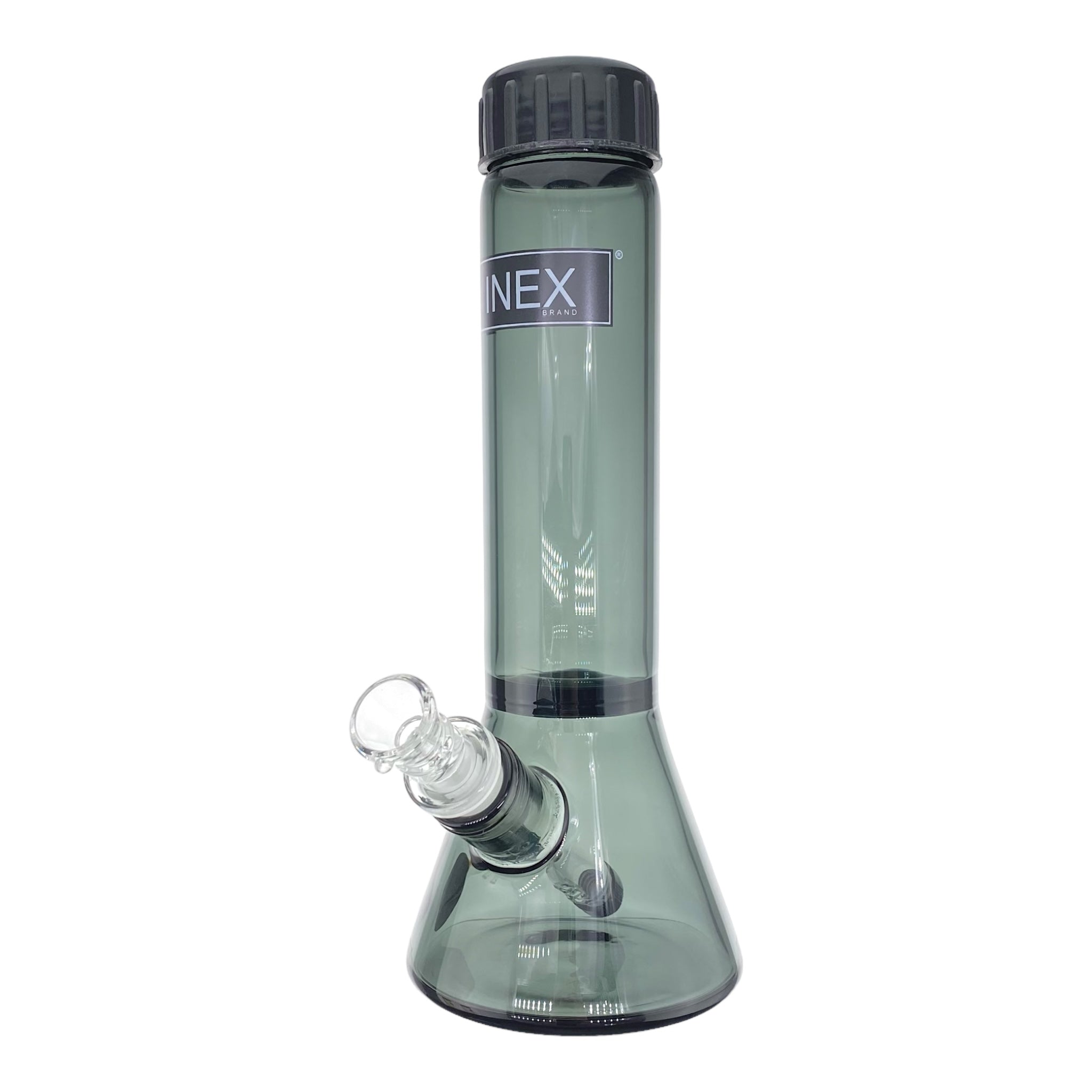 Small Travel Glass Bong Inex Glass Shadow Black Beaker Bong With Screw Caps