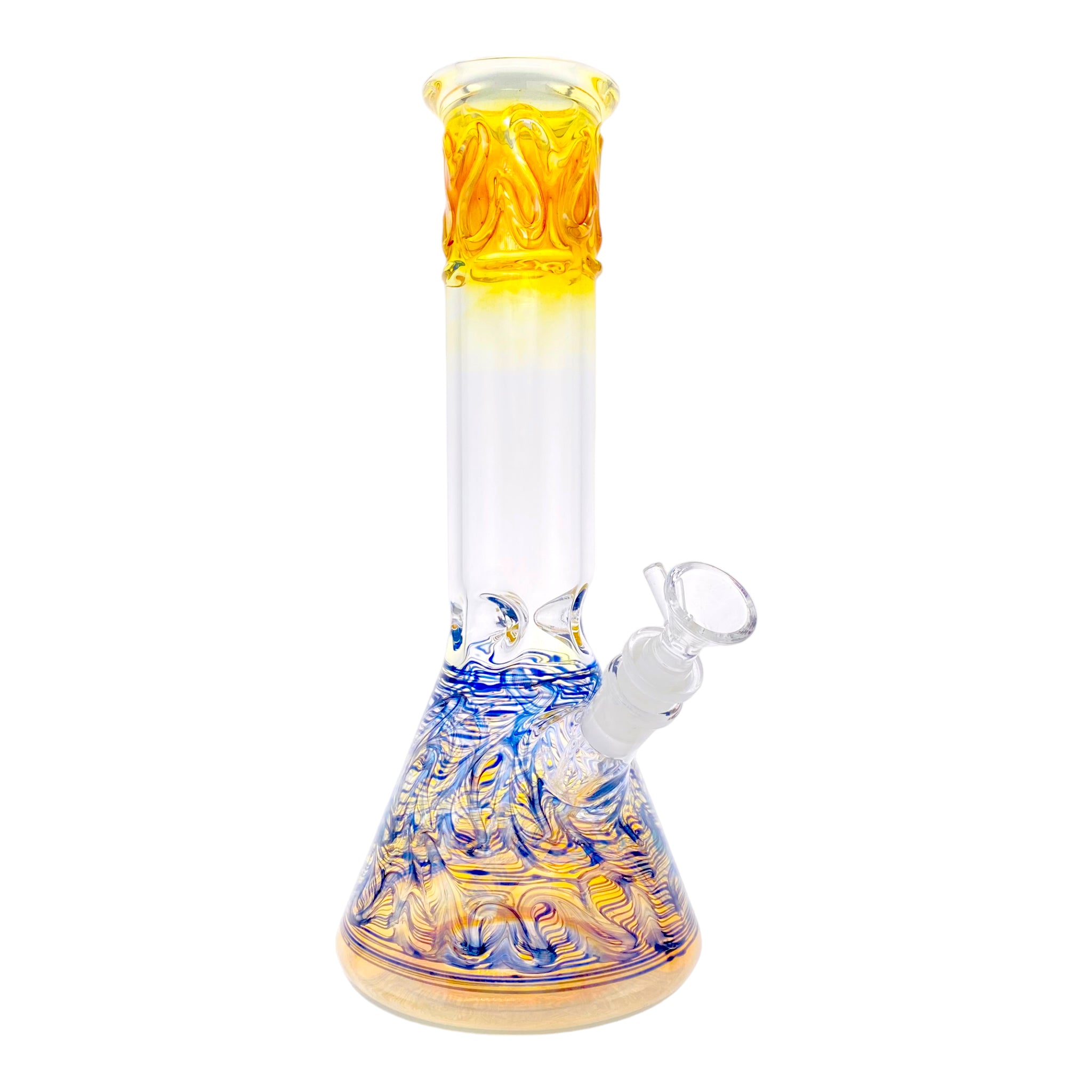 12 Inch Beaker Bong With Color Changing Fuming And Blue Wrap And Rake